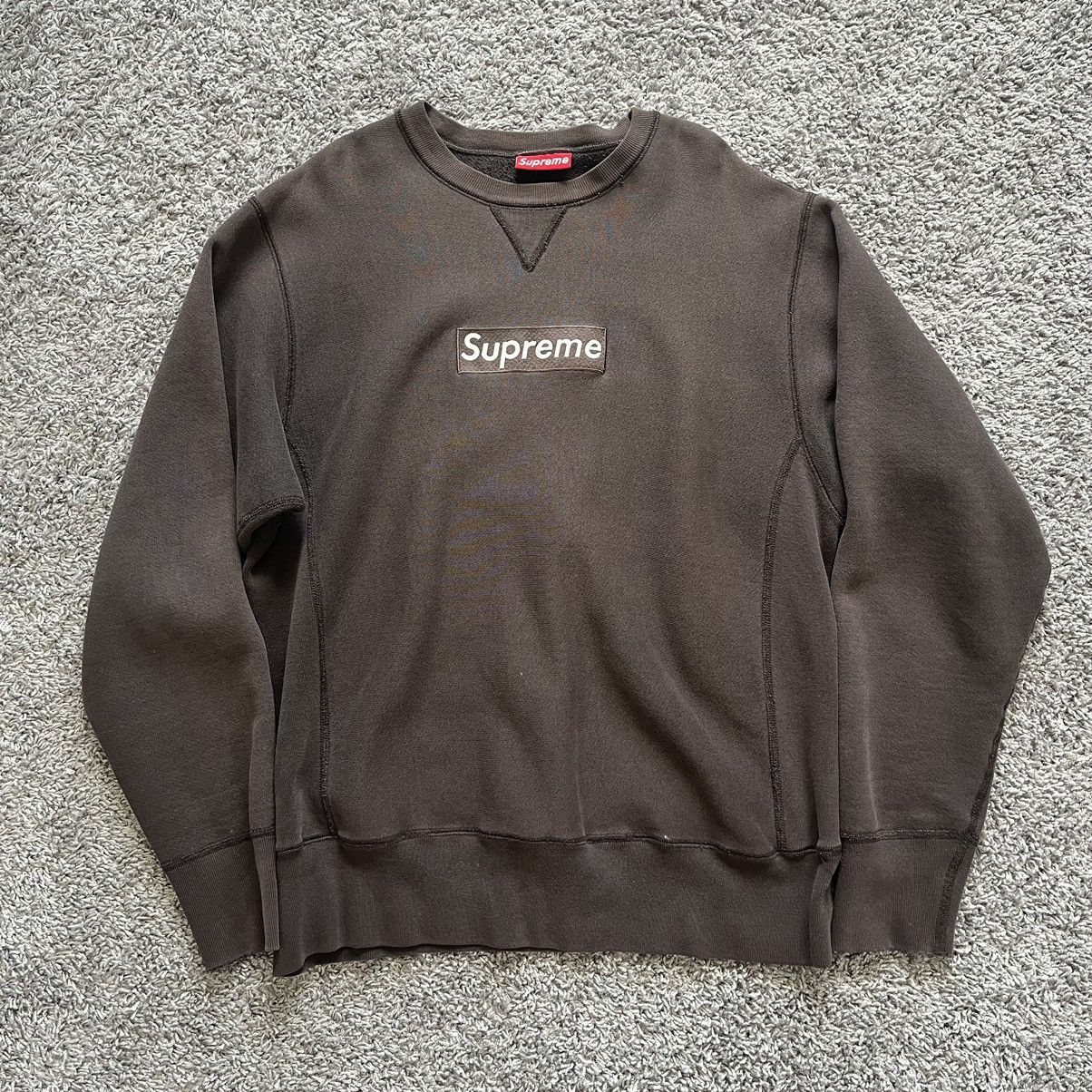 Supreme Box Logo Brown Crewneck | Grailed