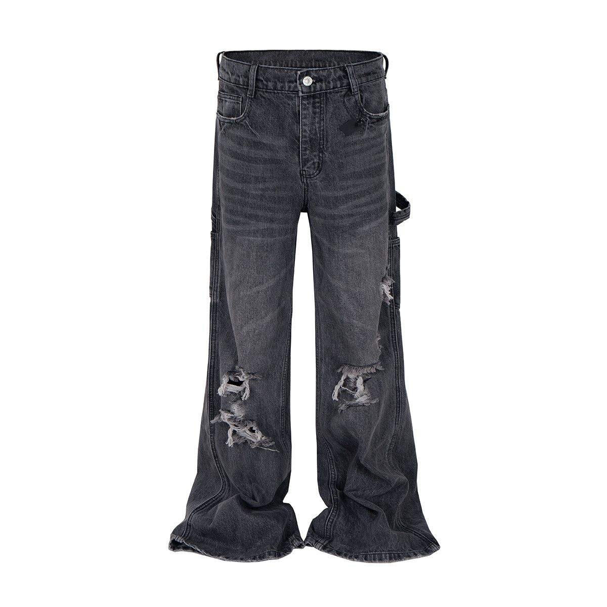 Japanese Brand high street hole distressed washed black baggy jeans Size US 35 - 4 Thumbnail