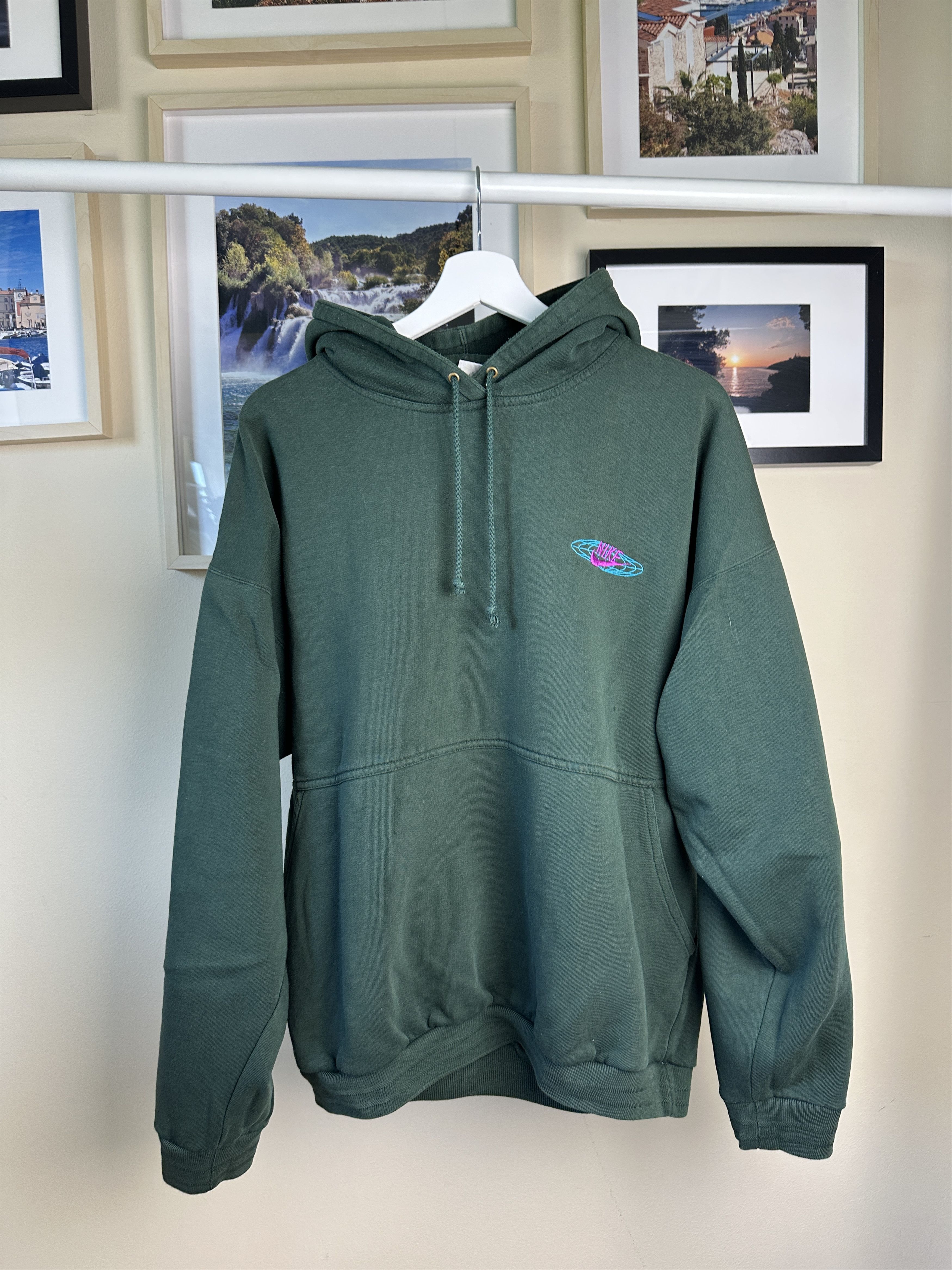 Nike × Vintage Vintage Nike Hoodie – Green – Globe Logo Size US L / EU 52-54 / 3 - 1 Thumbnail