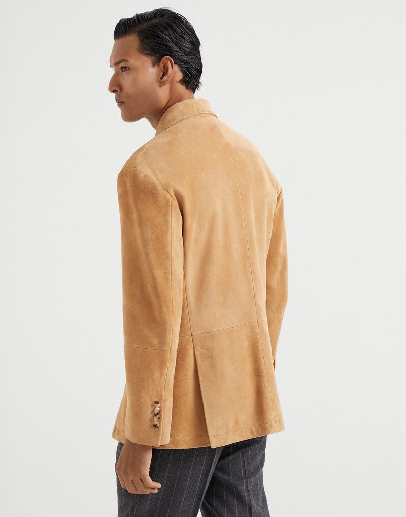 Brunello Cucinelli o1la1rc1a0326 Country Suede Blazer in Camel Size US L / EU 52-54 / 3 - 2 Thumbnail