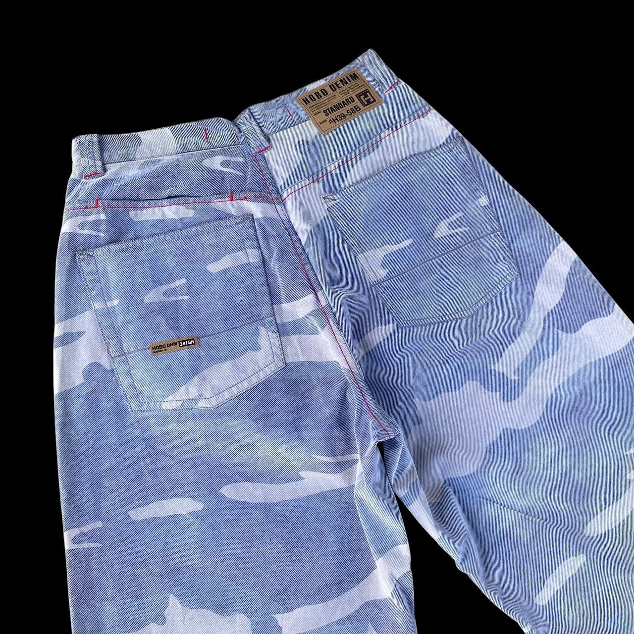 Hobo HOBO DENIM Vintage 90s Wide Leg Blue Camo Skate Pants Baggy Size US 30 / EU 46 - 15 Thumbnail