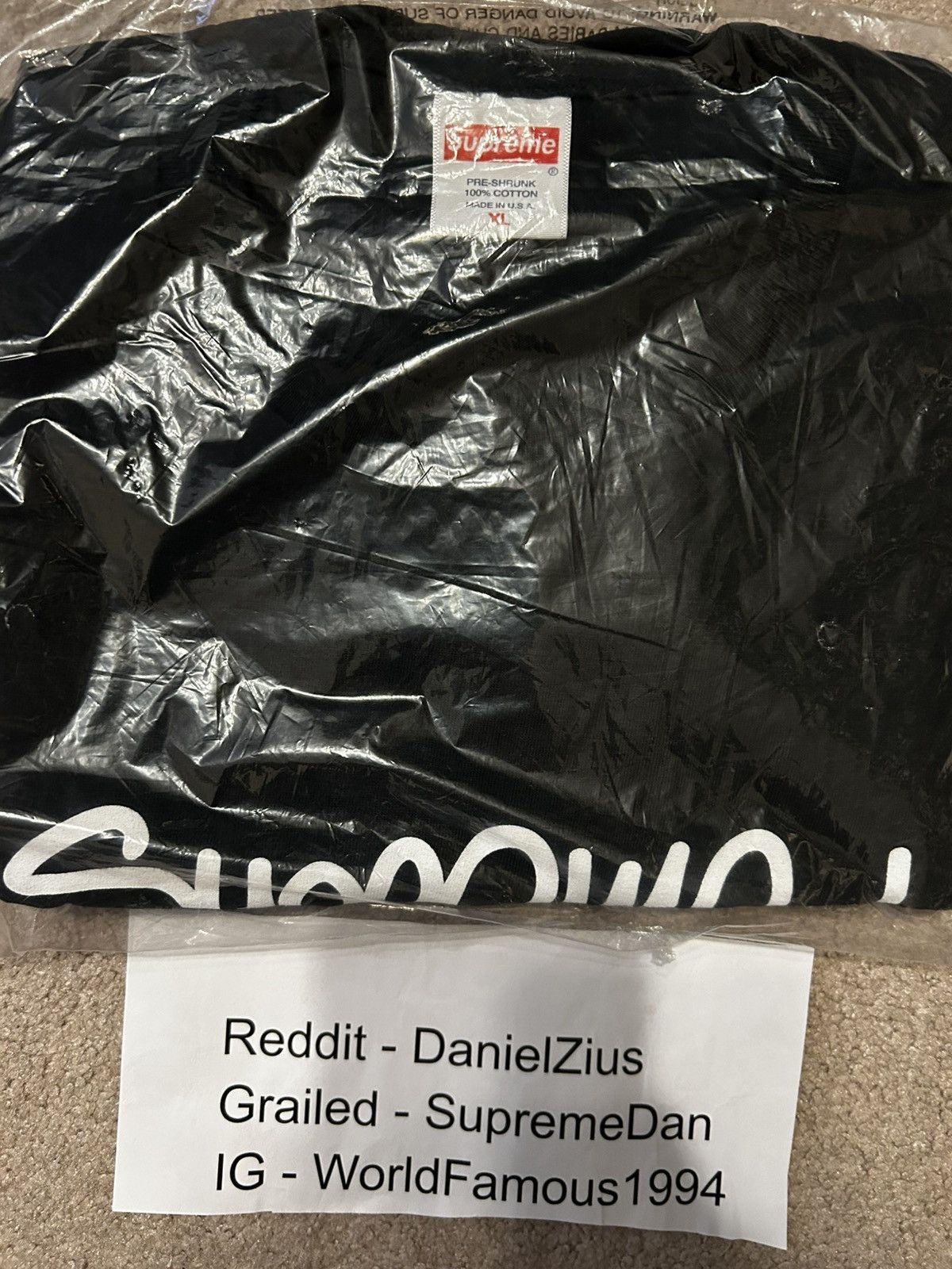 Supreme Supreme Handstyle Tee 'Black' Size US XL / EU 56 / 4 - 3 Thumbnail
