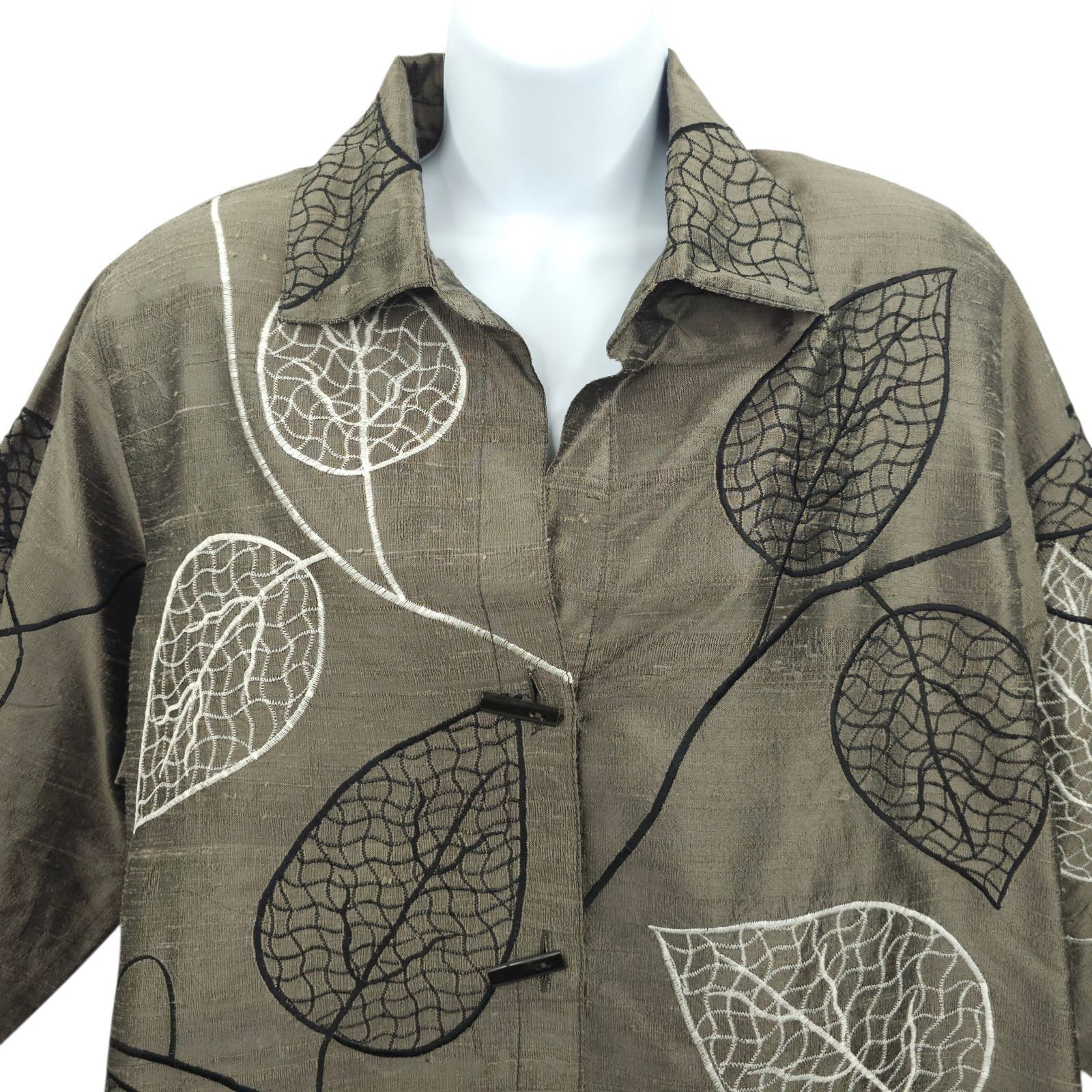 Other Yak Magik Shirt Jacket XL Embroidered Leaf Silk Boho Vintage Size XL / US 12-14 / IT 48-50 - 11 Thumbnail