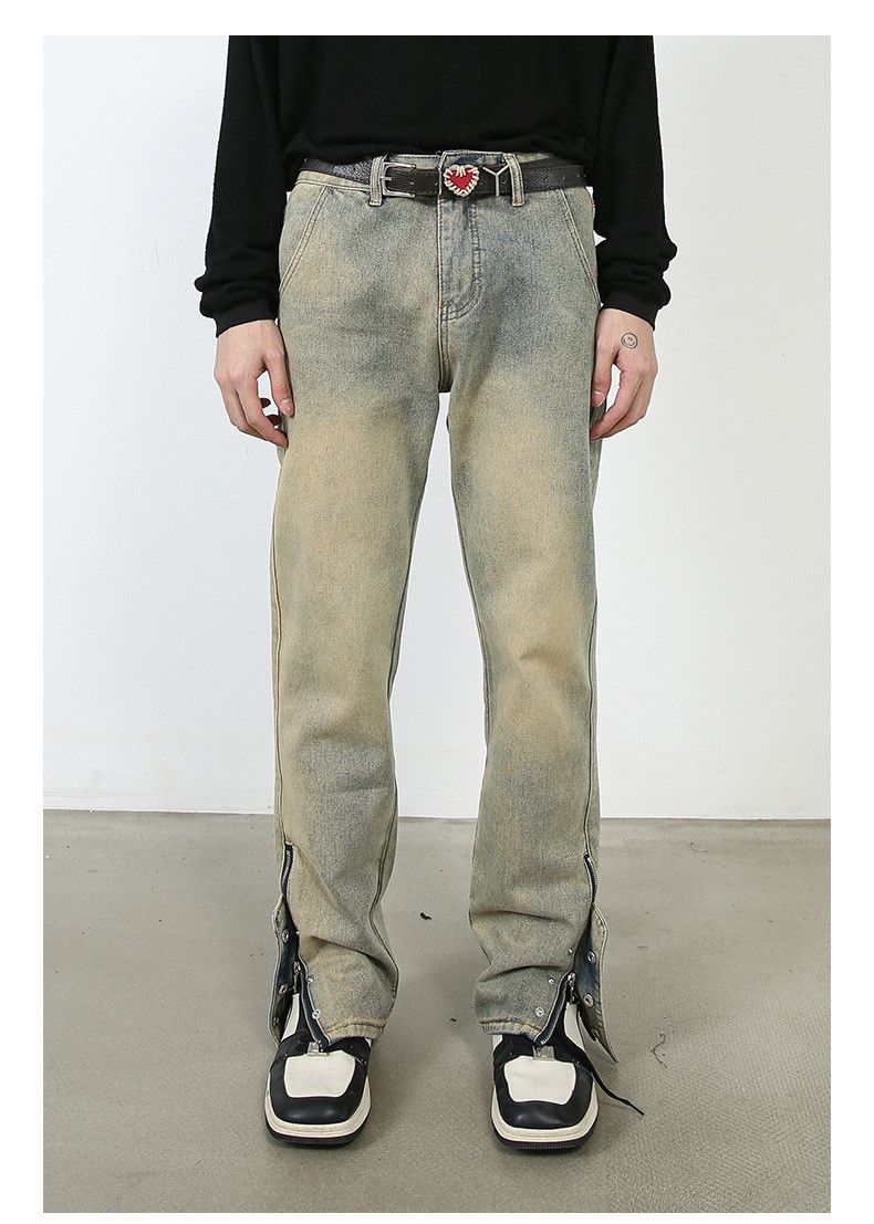 Japanese Brand × Jean Washed distressed side zip straight jeans Size US 32 / EU 48 - 1 Thumbnail