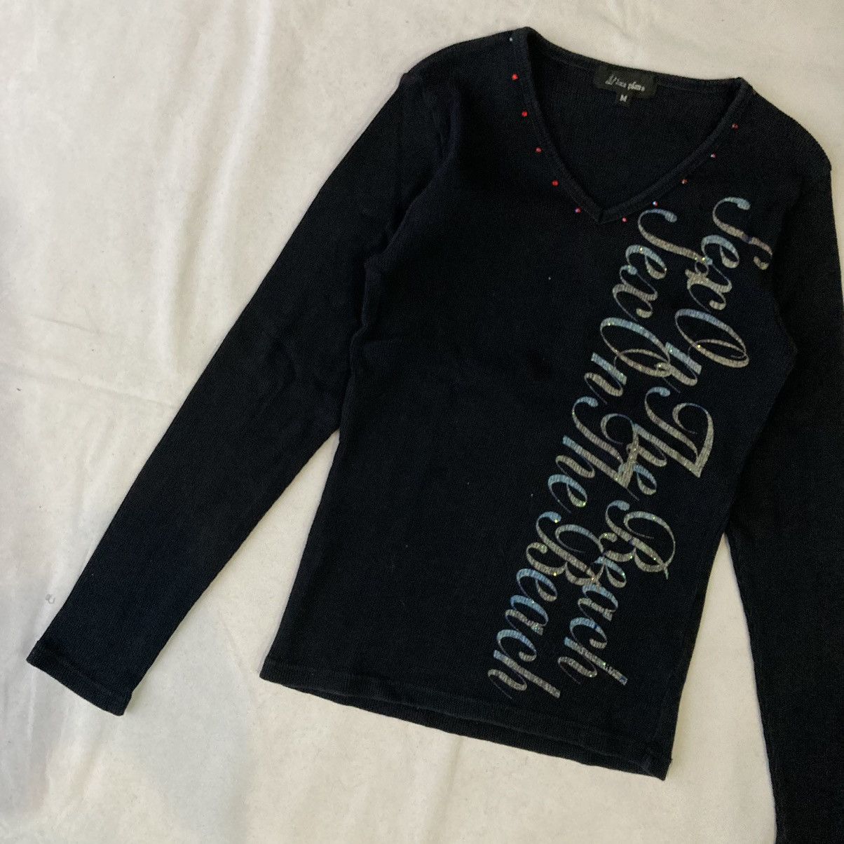 Japanese Brand × Vintage Place Plan Y2K Glam Rhinestone $EX On The Beach Ribbed Knit Size M / US 6-8 / IT 42-44 - 3 Thumbnail