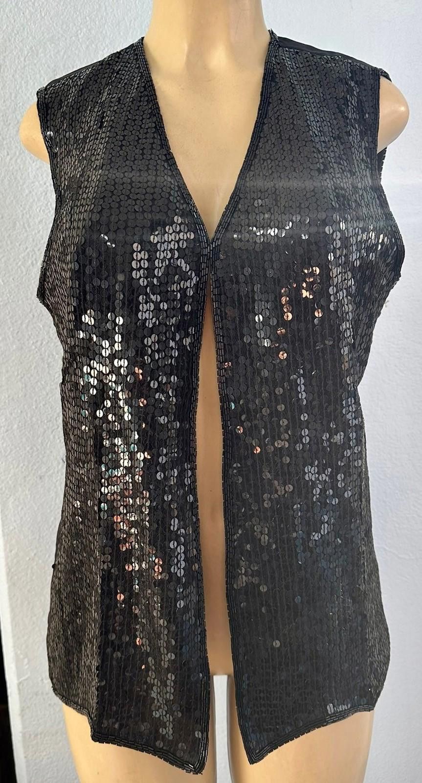 Designer Sequin Vest Black Size 8 Only Size M / US 6-8 / IT 42-44 - 1 Thumbnail