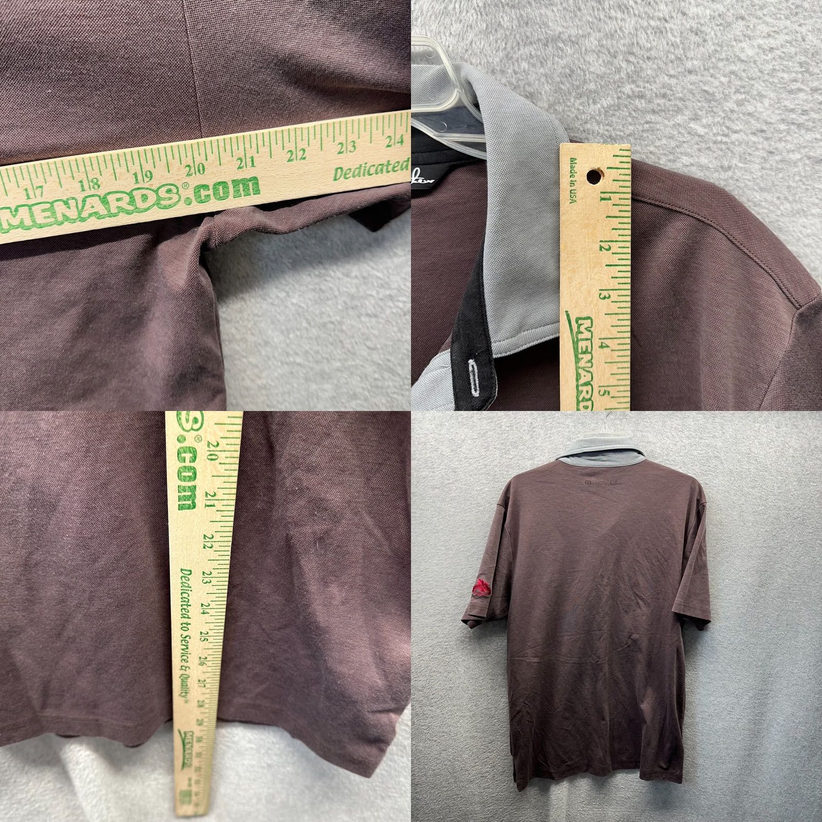 TravisMathew Travis Mathew Polo Shirt Adult Large Brown Gray Pima Cotton Polyester Tech Mens Size US L / EU 52-54 / 3 - 8 Thumbnail