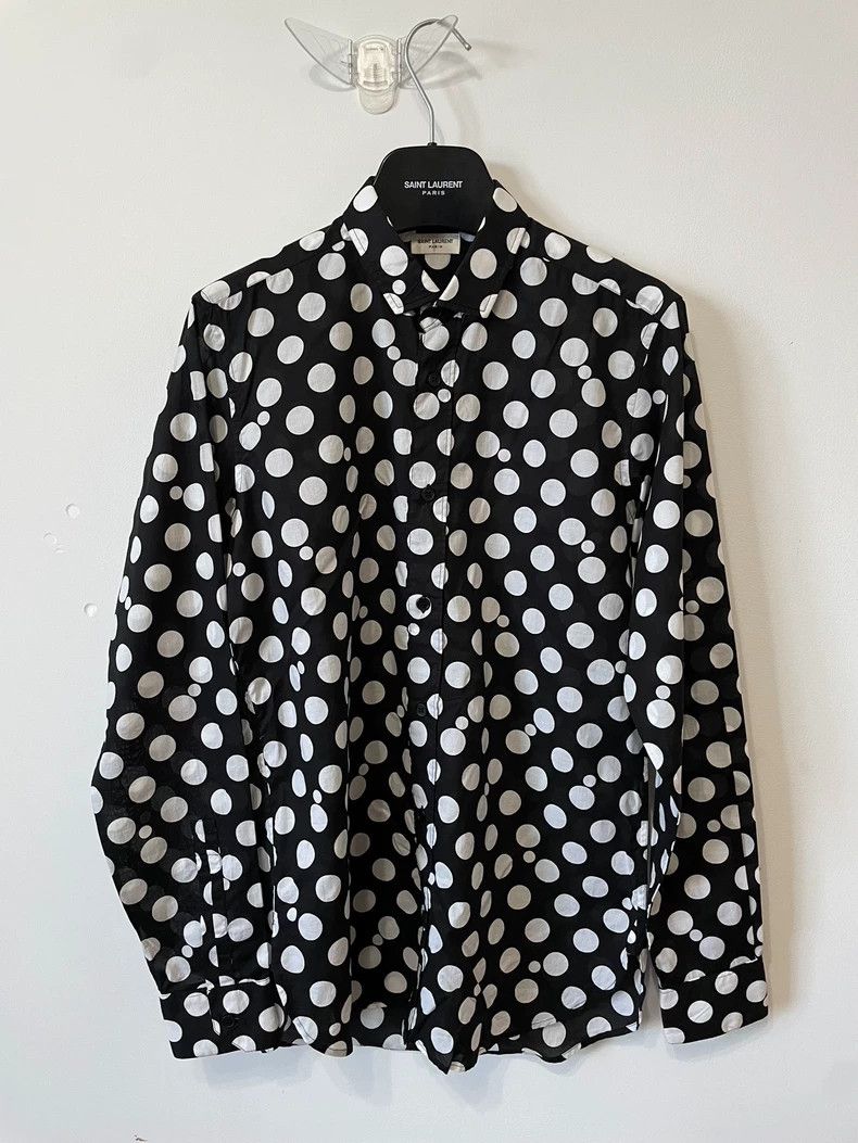 Saint Laurent Paris Saint Laurent Polka Dot Long Sleeve Shirt Size US M / EU 48-50 / 2 - 1 Thumbnail
