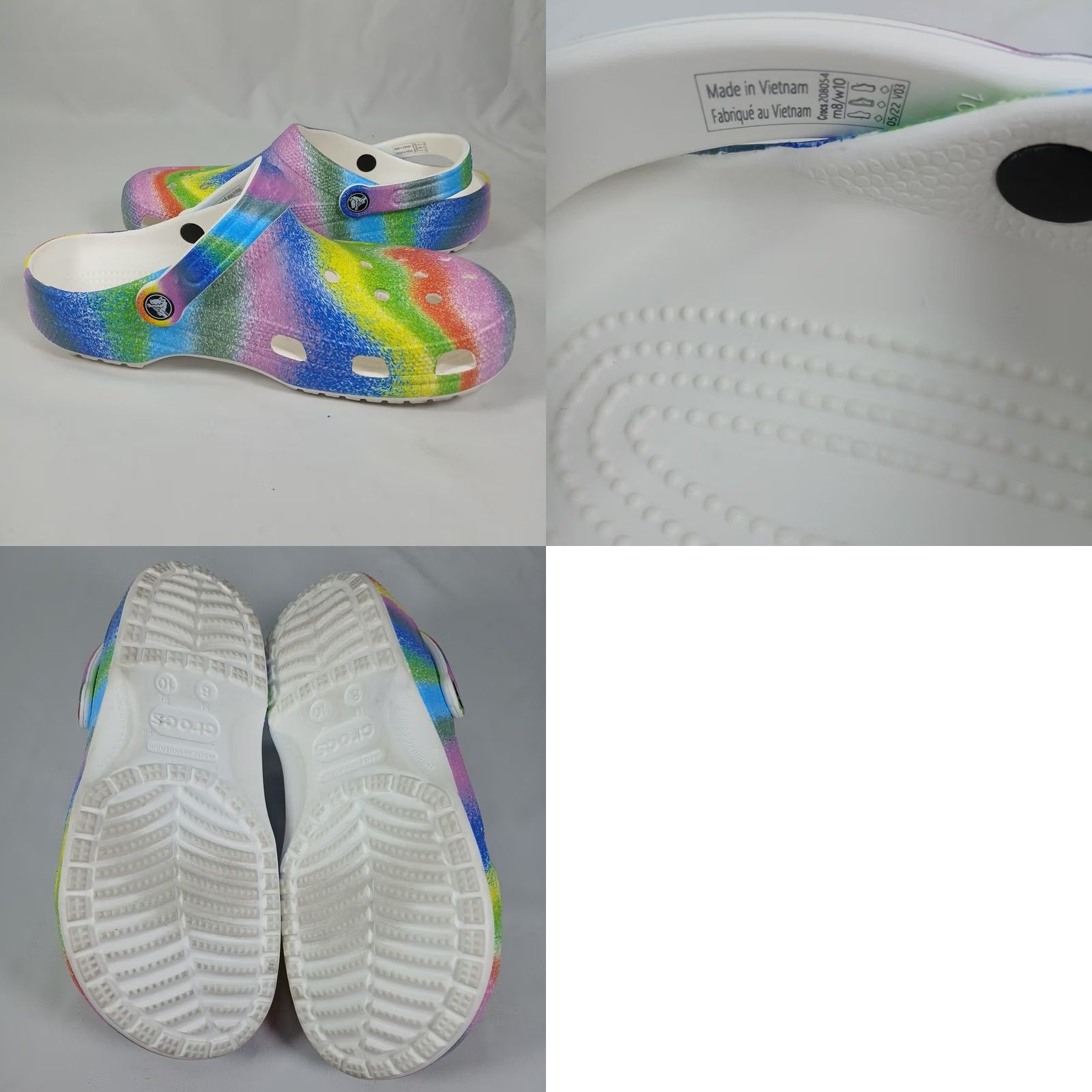 Crocs Crocs Classic Clog M8 W10 Multicolor Spray Tie Dye Rainbow Sandals Size US 10 / IT 40 - 8 Thumbnail