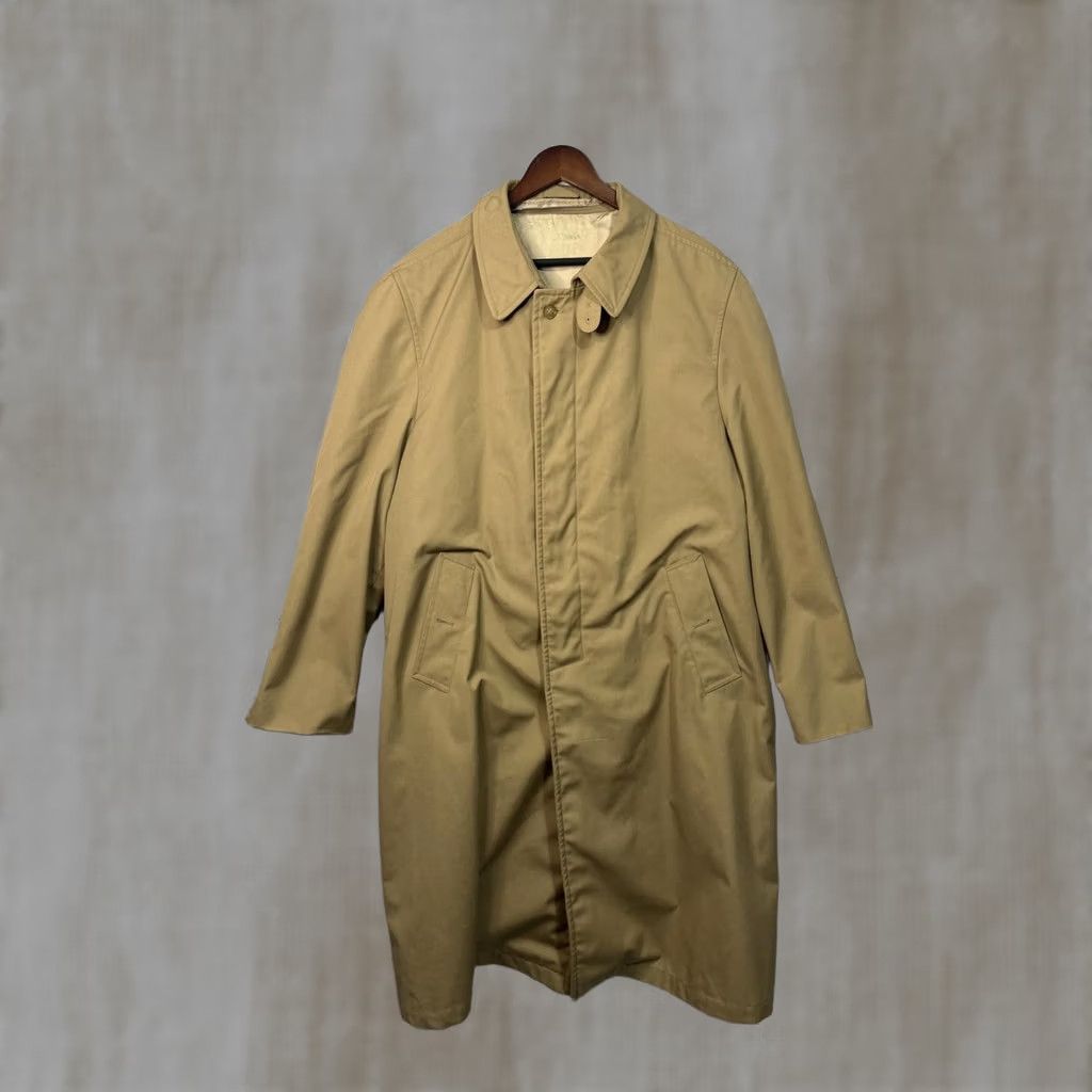 Vintage Towncraft Men's Beige Raincoat with Removable Wool Liner 42R Regular Long Cotton/Polyester Coat Size US L / EU 52-54 / 3 - 1 Thumbnail