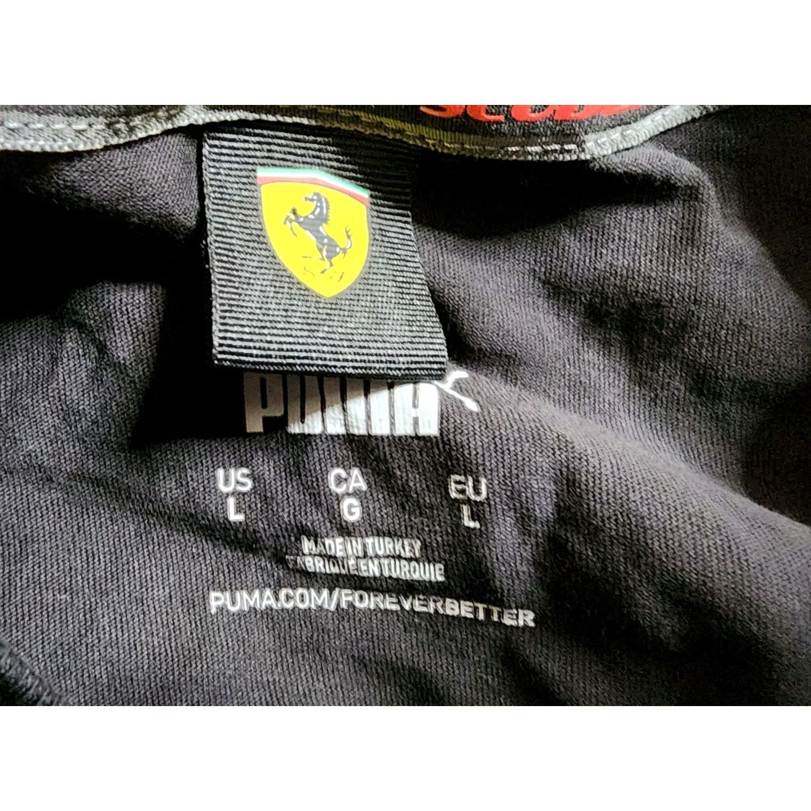 Puma Mens L Puma T Shirt Black Scuderia Ferrari Race Team Big Logo Crew Neck Short Sleeve Size US L / EU 52-54 / 3 - 5 Thumbnail