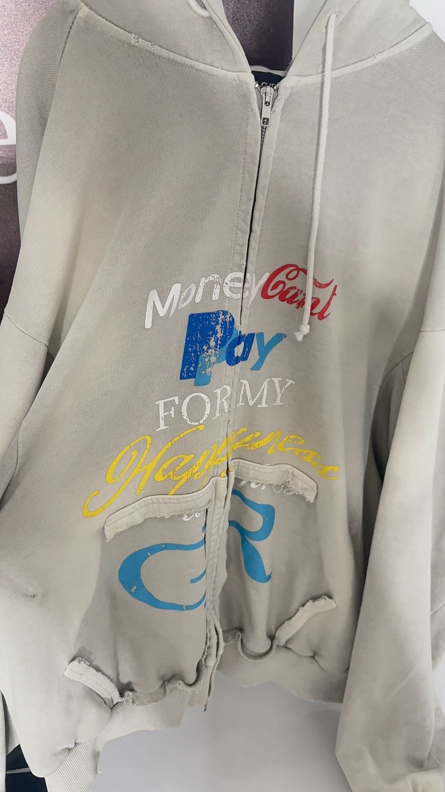 PROJECT G/R ✅ Project G/R PayPal Washed Grey Zip hoodie Distressed 2 Size US L / EU 52-54 / 3 - 3 Thumbnail