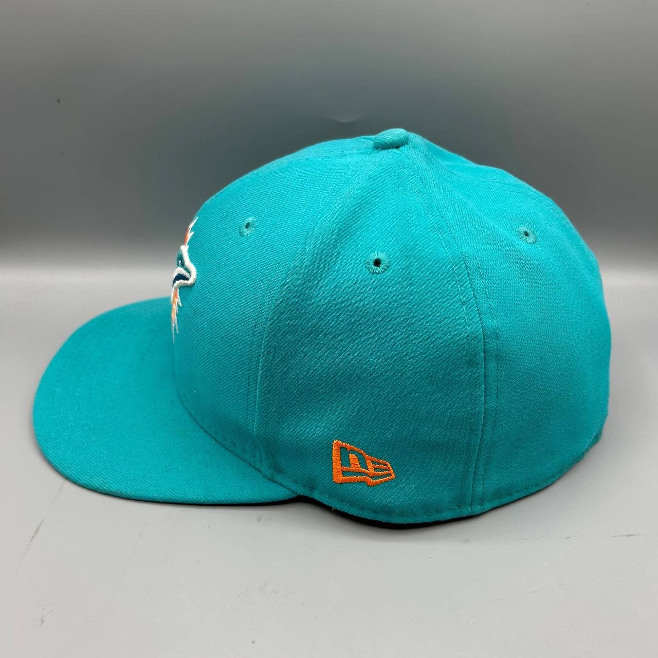 New Era Miami Dolphins Hat Men 7 1/2 Blue Orange NFL Fitted Cap Size ONE SIZE - 3 Thumbnail