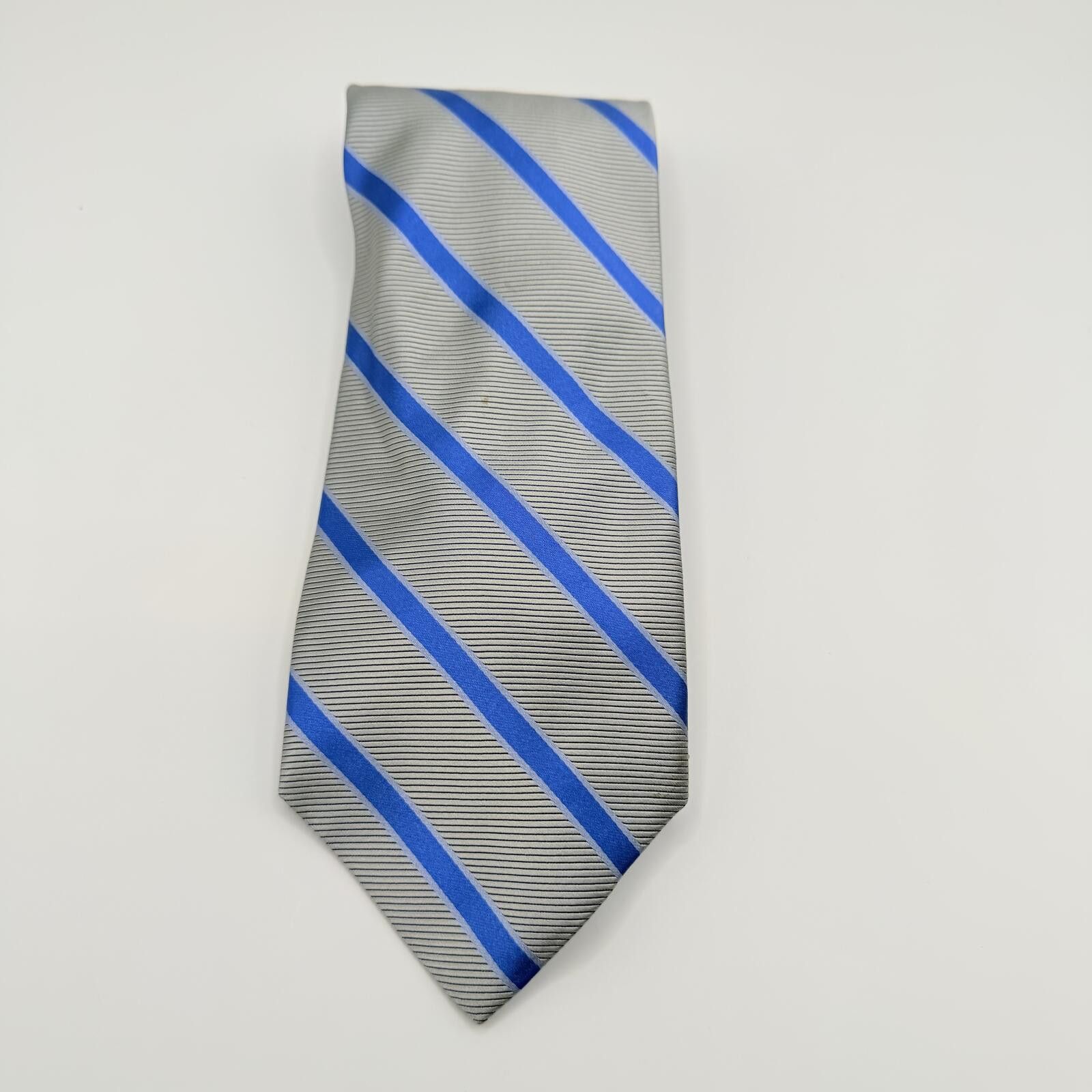 Brooks Brothers Brooks Brothers Tie Men's Silver Blue Stripe 100% Silk Size ONE SIZE - 1 Thumbnail