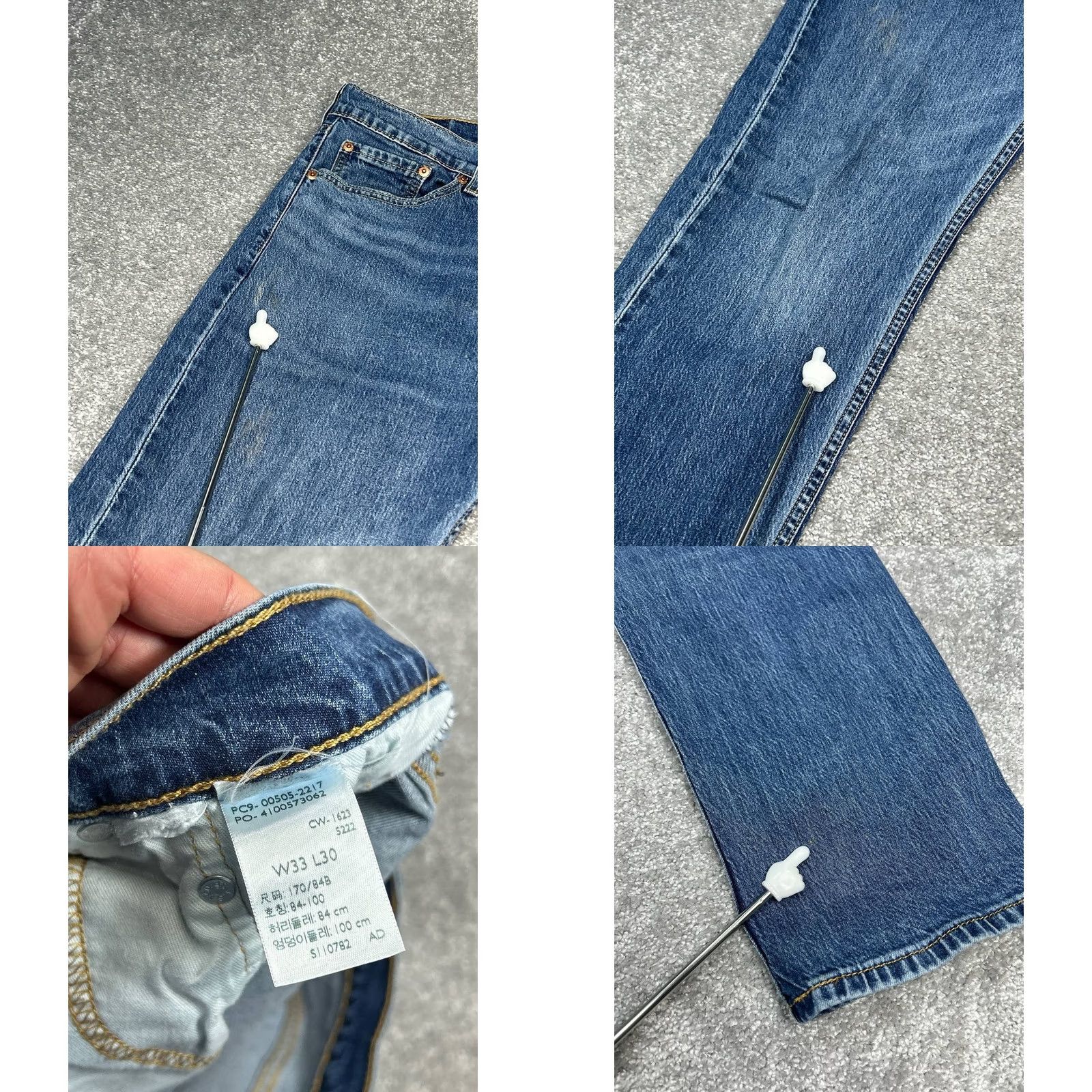 Levi's Levi's 505 Jeans Mens Regular Straight Fit Blue Denim Cotton Stretch 34x30 Inseam 30 5-Pocket Button Zip Size US 33 - 8 Thumbnail