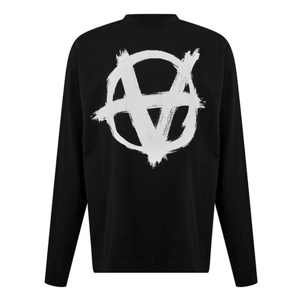 Vetements o1g2r1mq0824 Double Anarchy Long Sleeve T-Shirt Black White Size US M / EU 48-50 / 2 - 1 Thumbnail