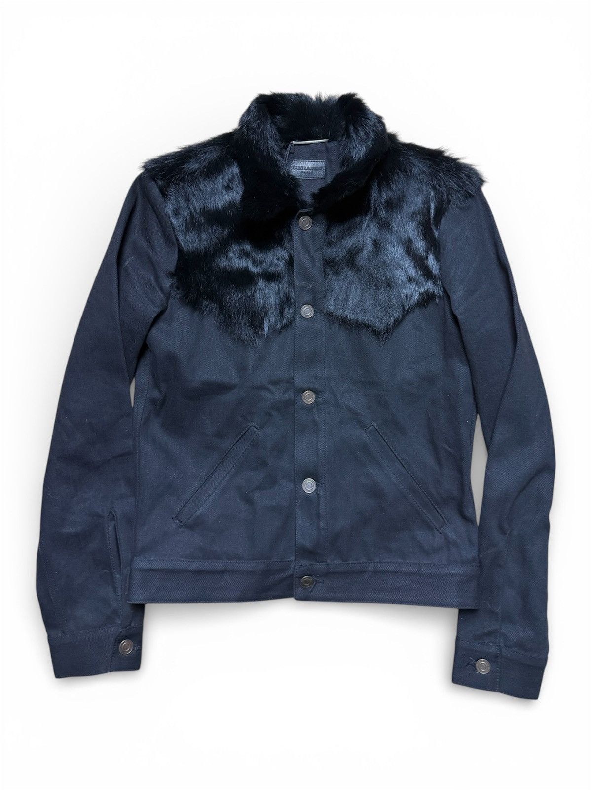 Saint Laurent Paris Black Faux Fur Denim Jacket by Hedi Slimane Size US M / EU 48-50 / 2 - 1 Thumbnail