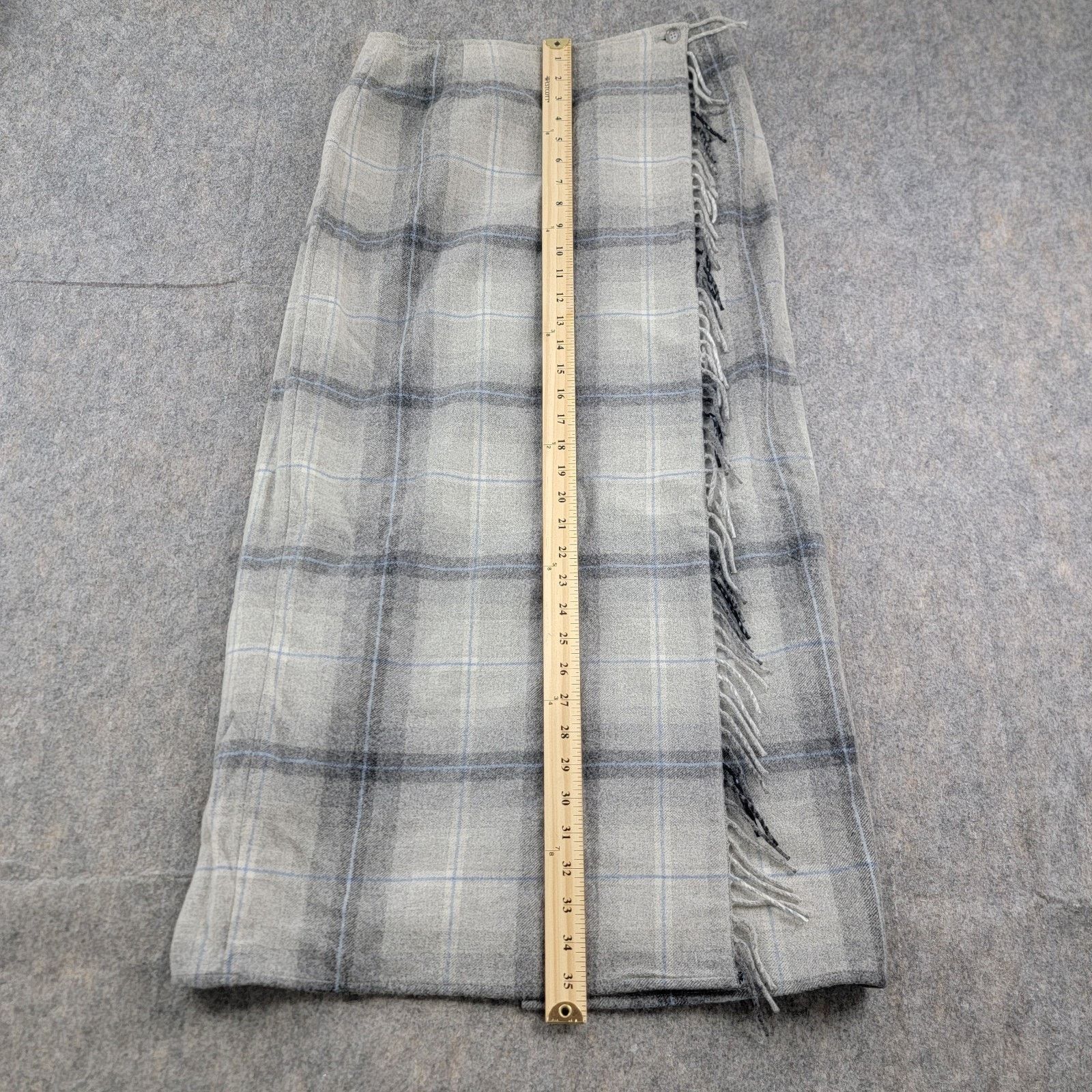 Vintage Liz Claiborne Y2K Windowpane Fringe Maxi Wrap Skirt Size 28" / US 6 / IT 42 - 4 Thumbnail