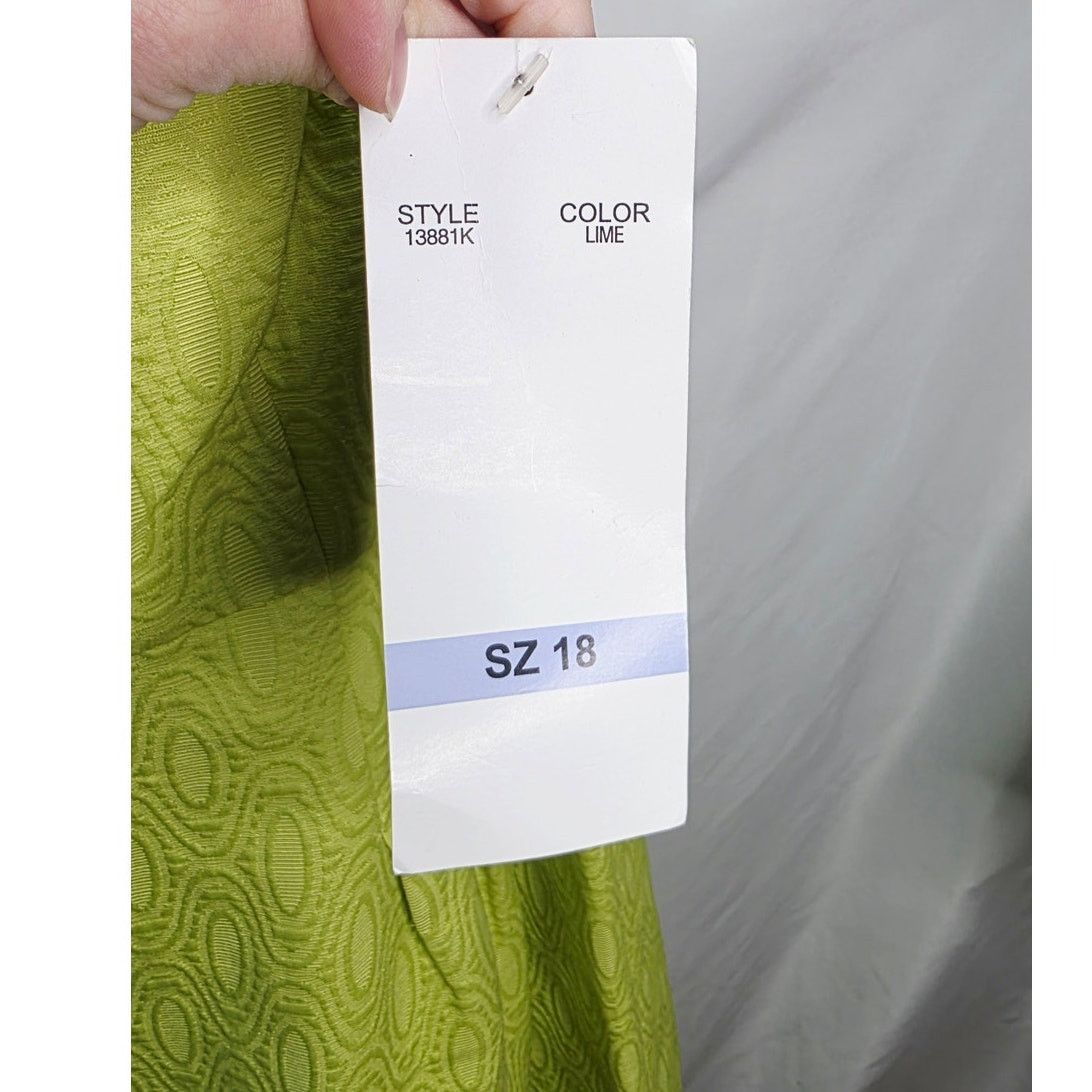 Other K Studio Lime Green Retro Jacquard Pleated Shift Dress Size XXL / US 16-18 / IT 52-54 - 13 Thumbnail