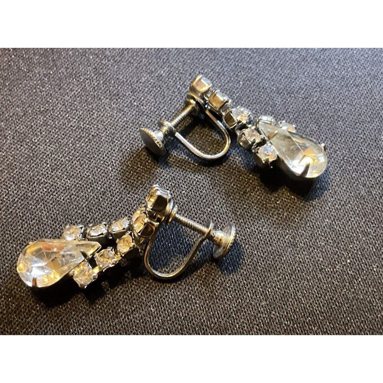 Other Vintage Crystal Dangle Earrings Screw Backs Size ONE SIZE - 4 Thumbnail