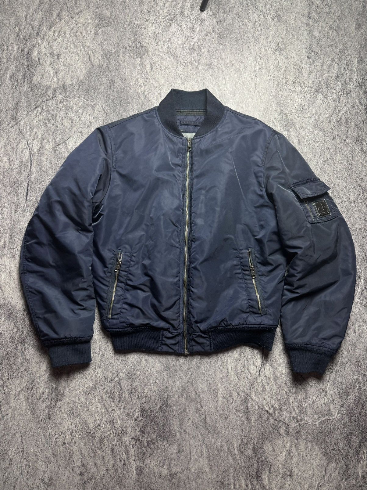Pre-owned Calvin Klein Ma-1 Military Raf Simons Style Bomber Jacket In Blue