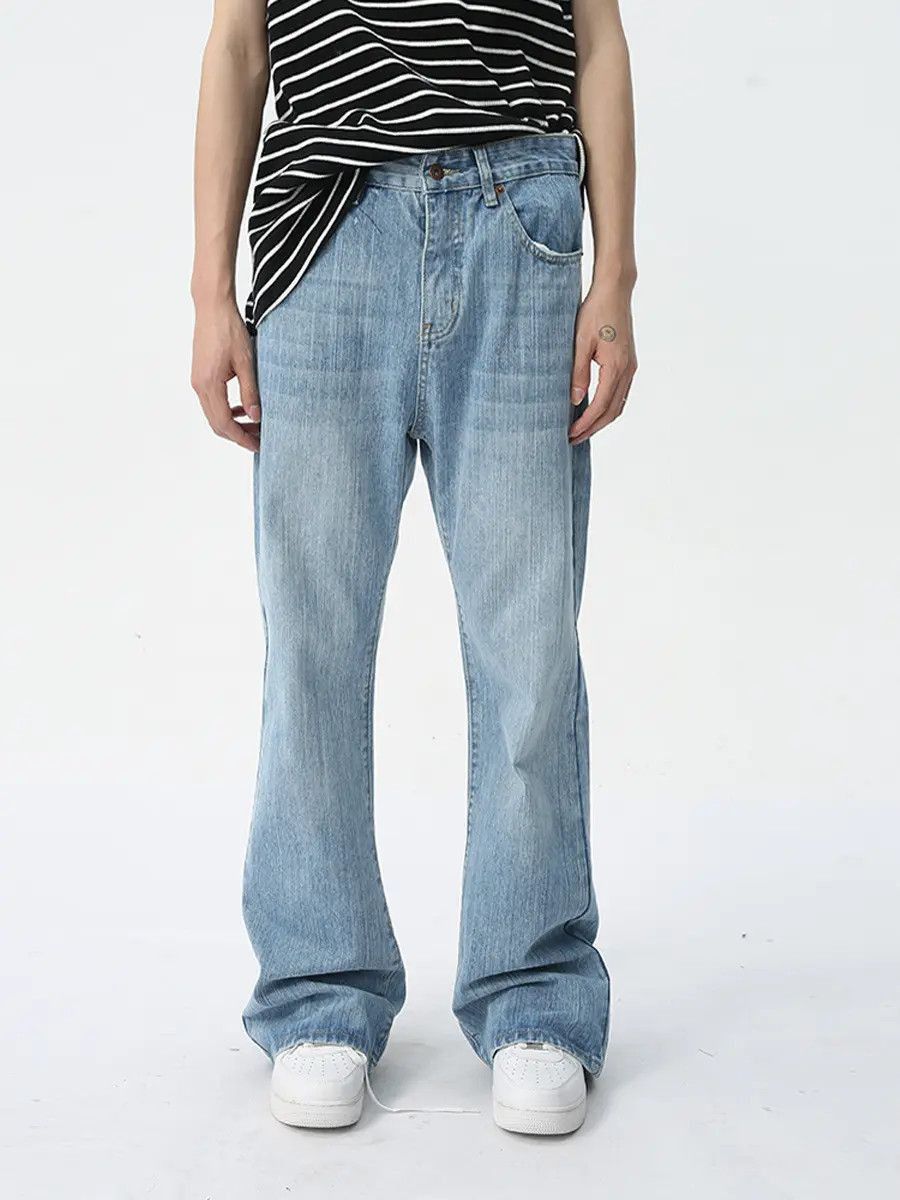Japanese Brand Retro loose light colored micro flared jeans Size US 30 / EU 46 - 4 Thumbnail