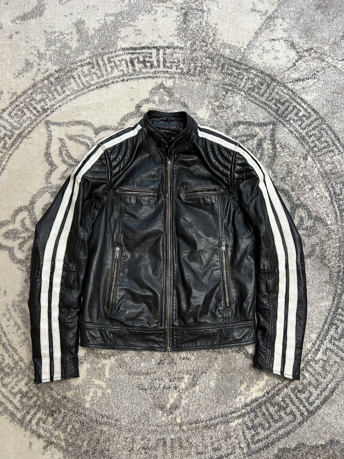 ジャケット・アウター Vintage leather jacket archive Vintage Leather Jacket Faux Fur Full Zip Collar Oversize Coat Size
