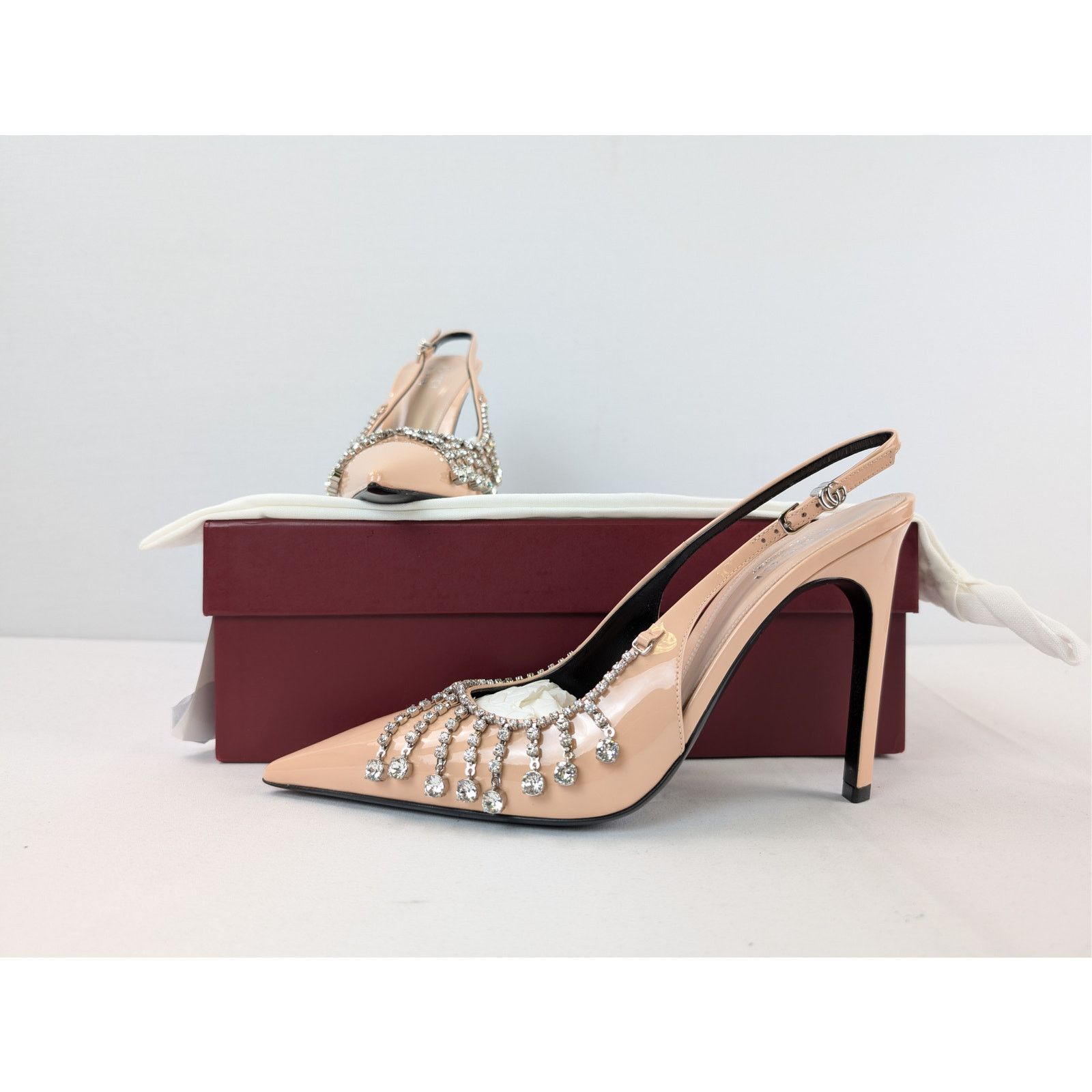 Gucci o1rshd1 Vernice crystal patent leather slingback pump Sandal Size US 9 / IT 39 - 20 Thumbnail