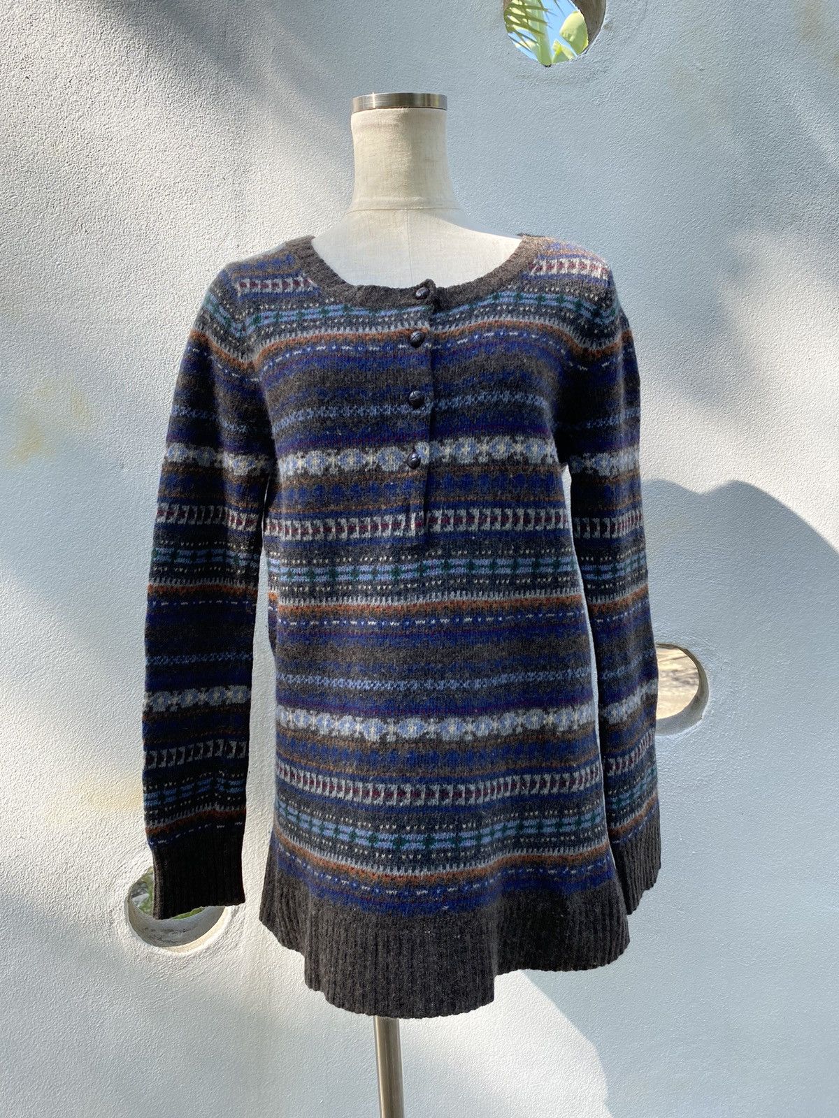 Journal Standard JOURNAL STANDARD Blue-Brown Fair Isle Wool Cardigan Size M / US 6-8 / IT 42-44 - 3 Thumbnail