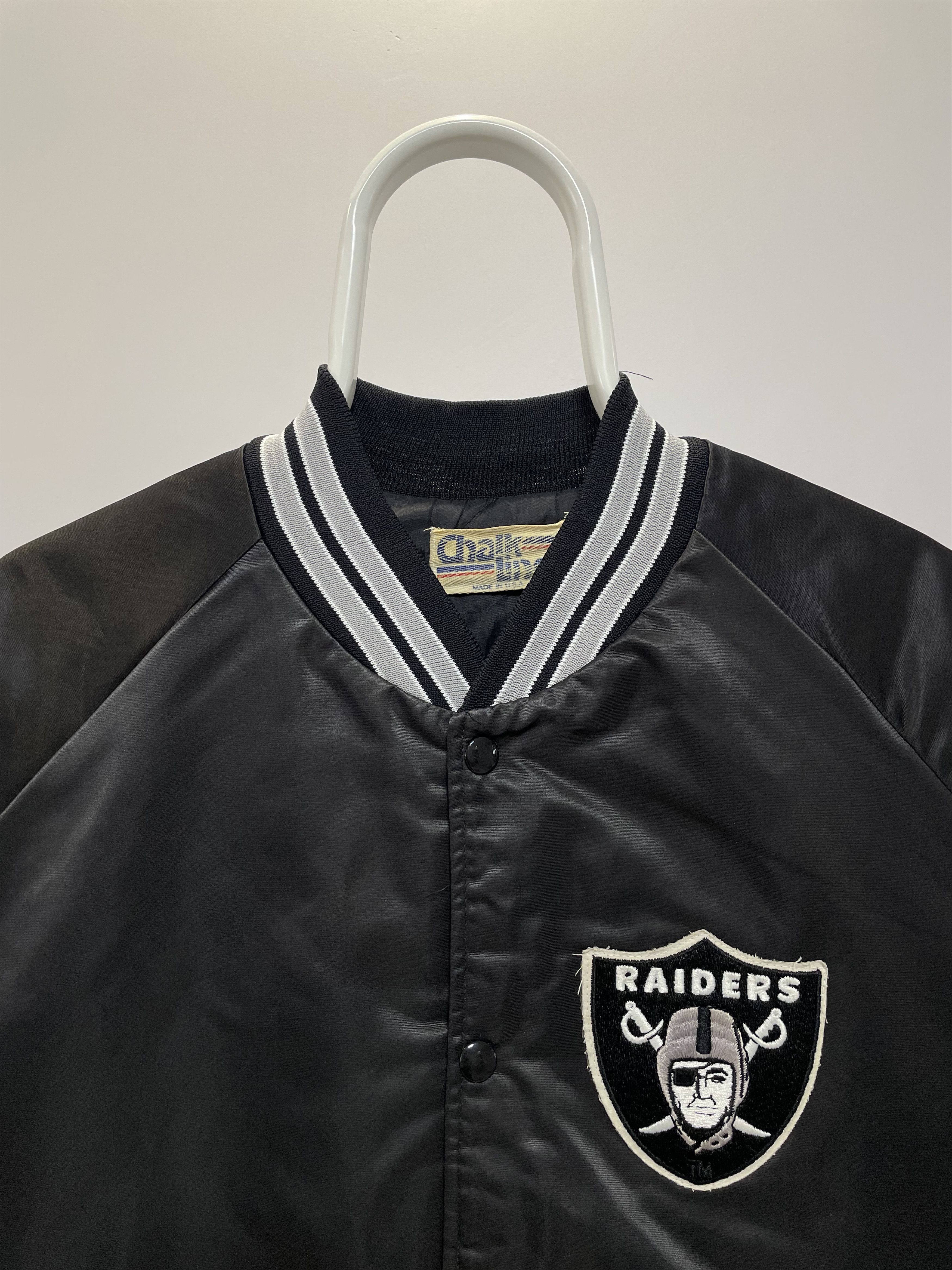NFL RAIDERS Chalk Line NFL Vintage Bomber Satin Jacket 80s Rare Size US L / EU 52-54 / 3 - 9 Thumbnail