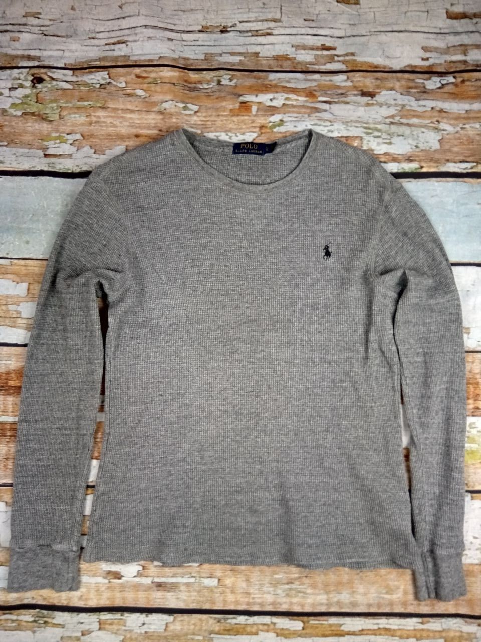Polo Ralph Lauren Polo Ralph Lauren Waffle Knit Thermal Long Sleeve Shirt Grey Size US L / EU 52-54 / 3 - 1 Thumbnail
