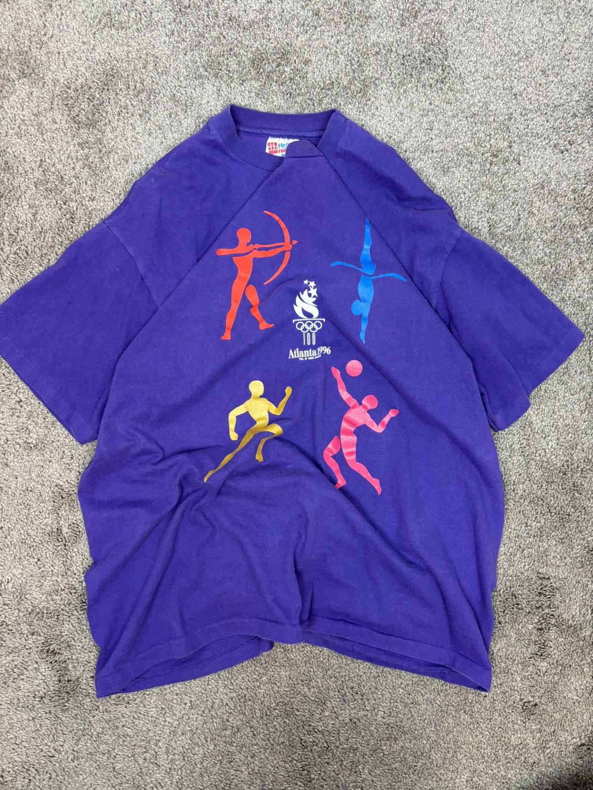 USA Olympics × Vintage Vintage 1996 hanes purple atlanta olympics tshirt Size US L / EU 52-54 / 3 - 1 Thumbnail