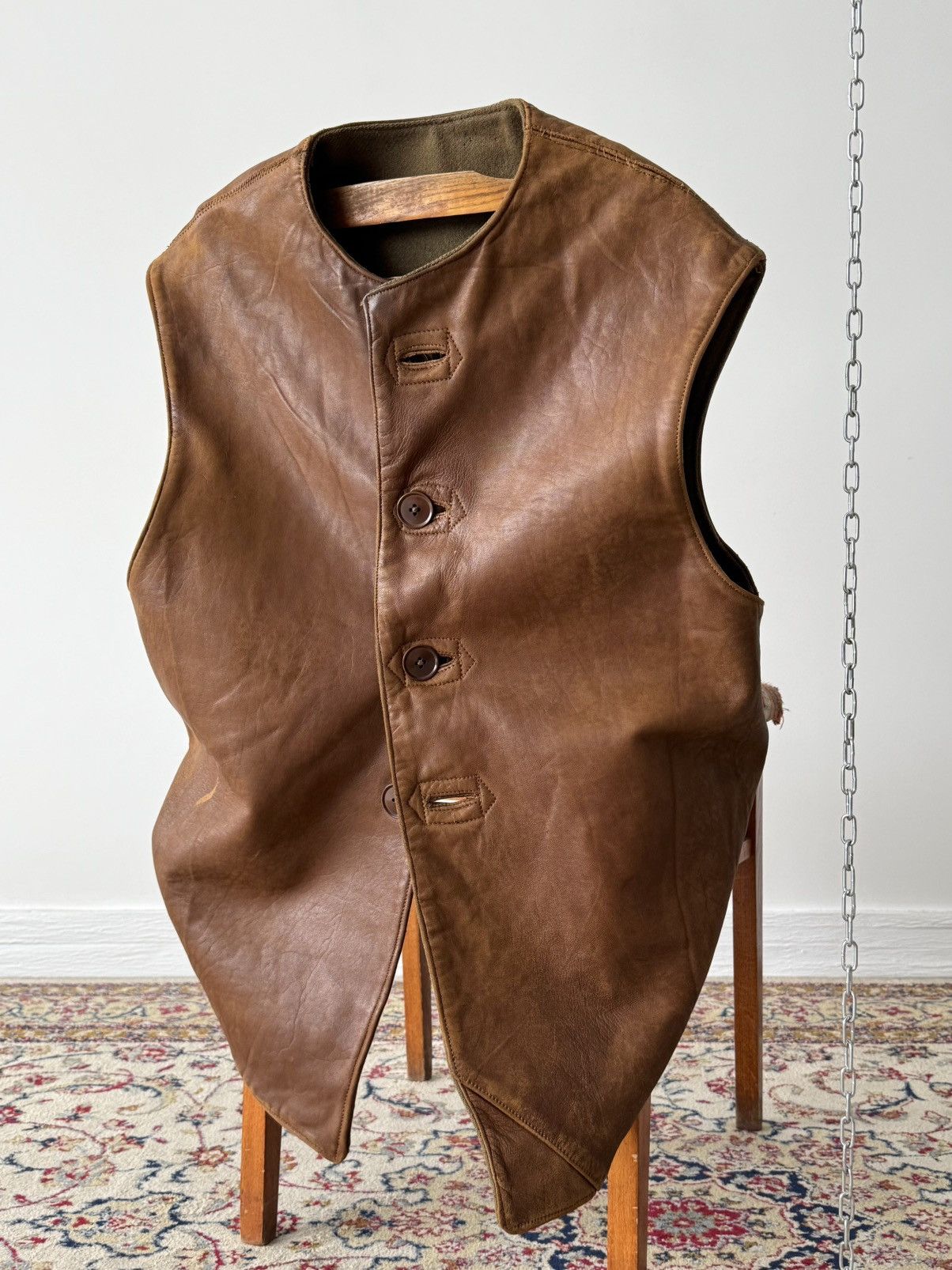 Original 1940s WW2 Era British Army Leather Jerkin Gilet
