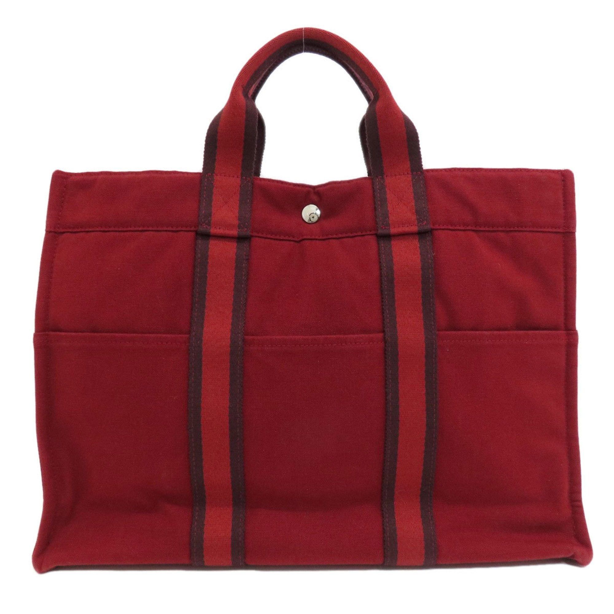 image of Hermes Sac Foul Tou Mm Handbag Canvas Women's in Red
