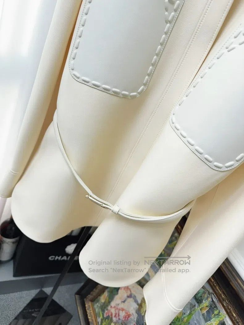 Fendi Fendi Cream White Leather Pocket Jacket with Belt Size XS / US 0-2 / IT 36-38 - 3 Thumbnail