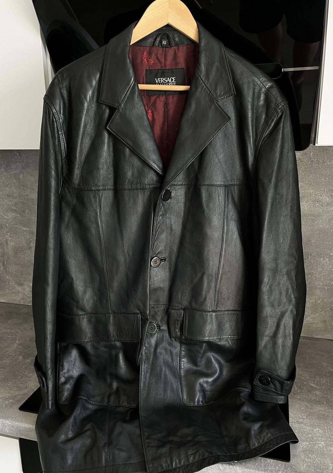 Versace × Vintage Versace classic v2 leather coat jacket vintage