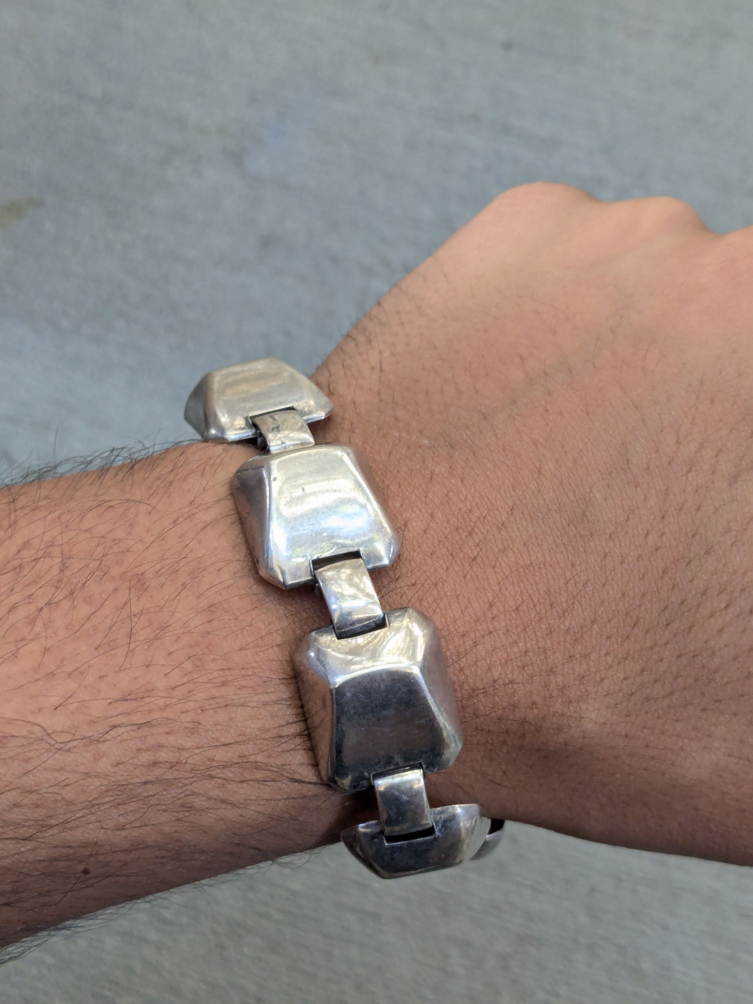 Sterling Silver Vintage Sterling Silver Bracelet Square Modern Abstract Size ONE SIZE - 14 Thumbnail