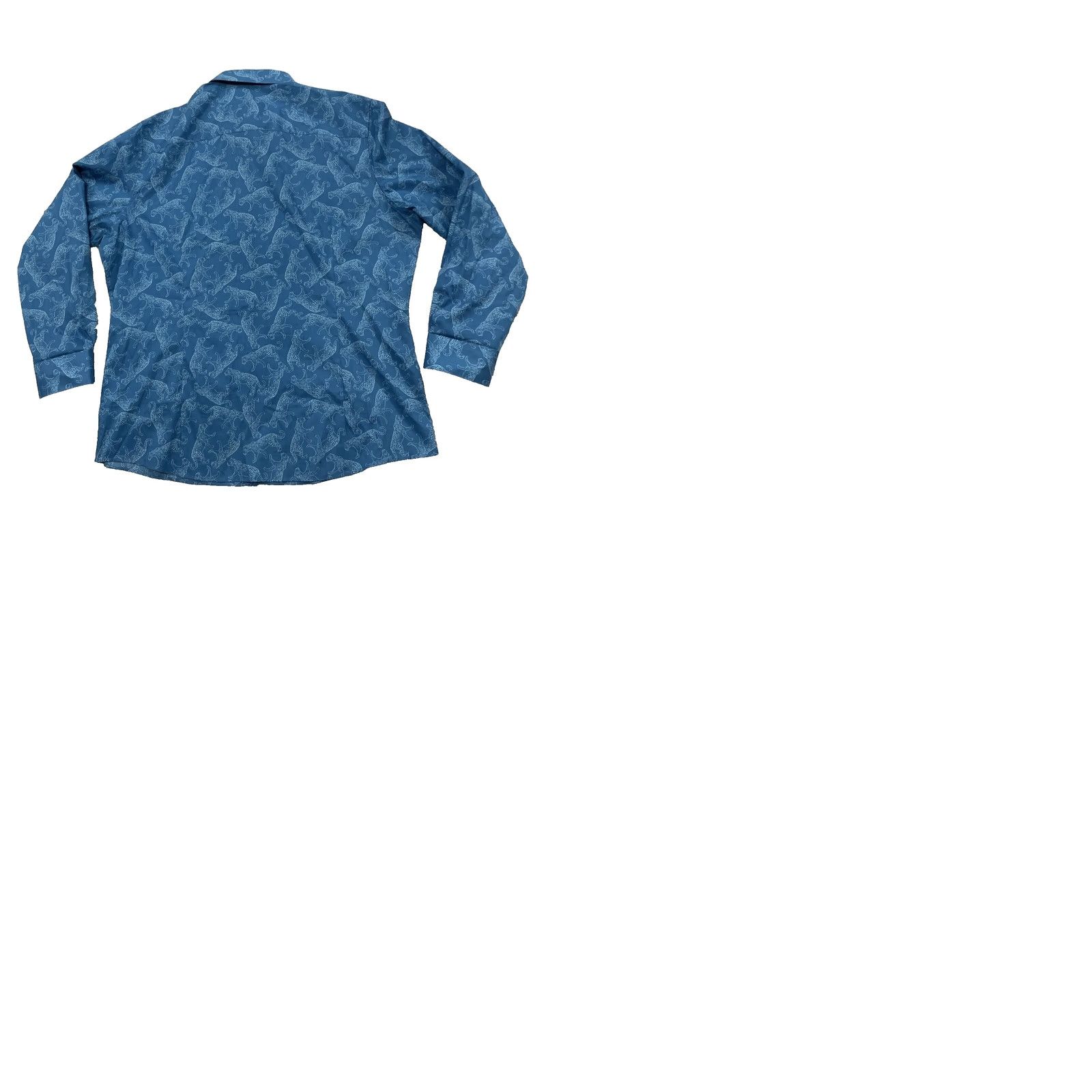 Bar III BAR III JAGUAR Dress Shirt Men XL 17 17.5 Teal Blue Cat Print Button Shirt 50" Size 46R - 12 Thumbnail