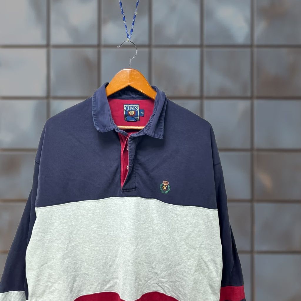 Polo Ralph Lauren Vintage Polo Ralph Lauren Polo Shirt XL Blue 90s Rugby Hunting Striped Button Long Sleeve Men Mens Size US XL / EU 56 / 4 - 1 Thumbnail