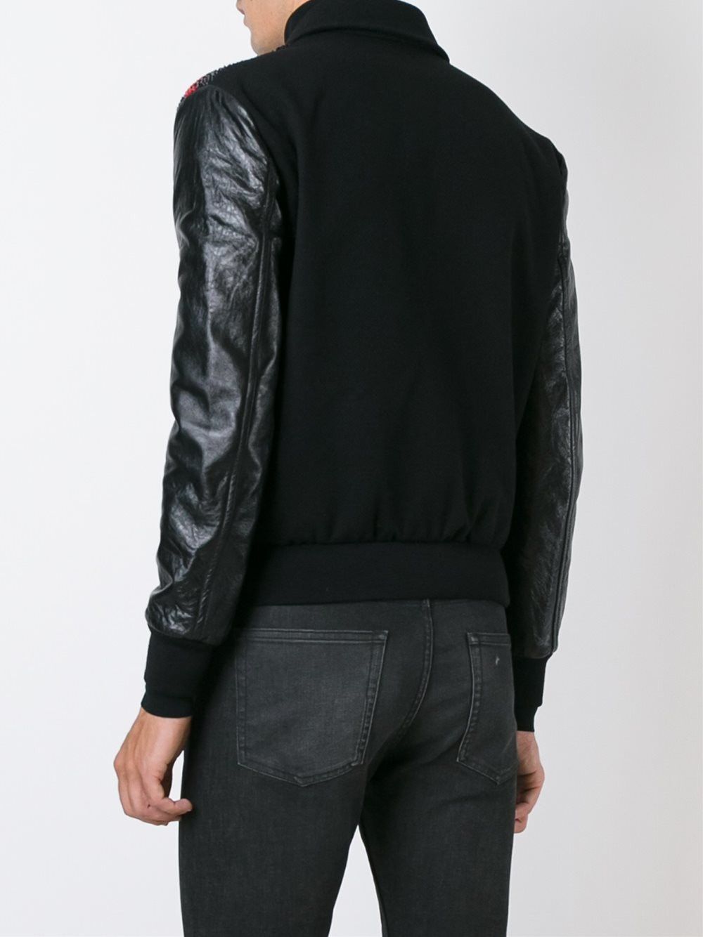 Saint Laurent Paris Sequin Embellished Wool and Leather Bomber Jacket Size US S / EU 44-46 / 1 - 4 Thumbnail