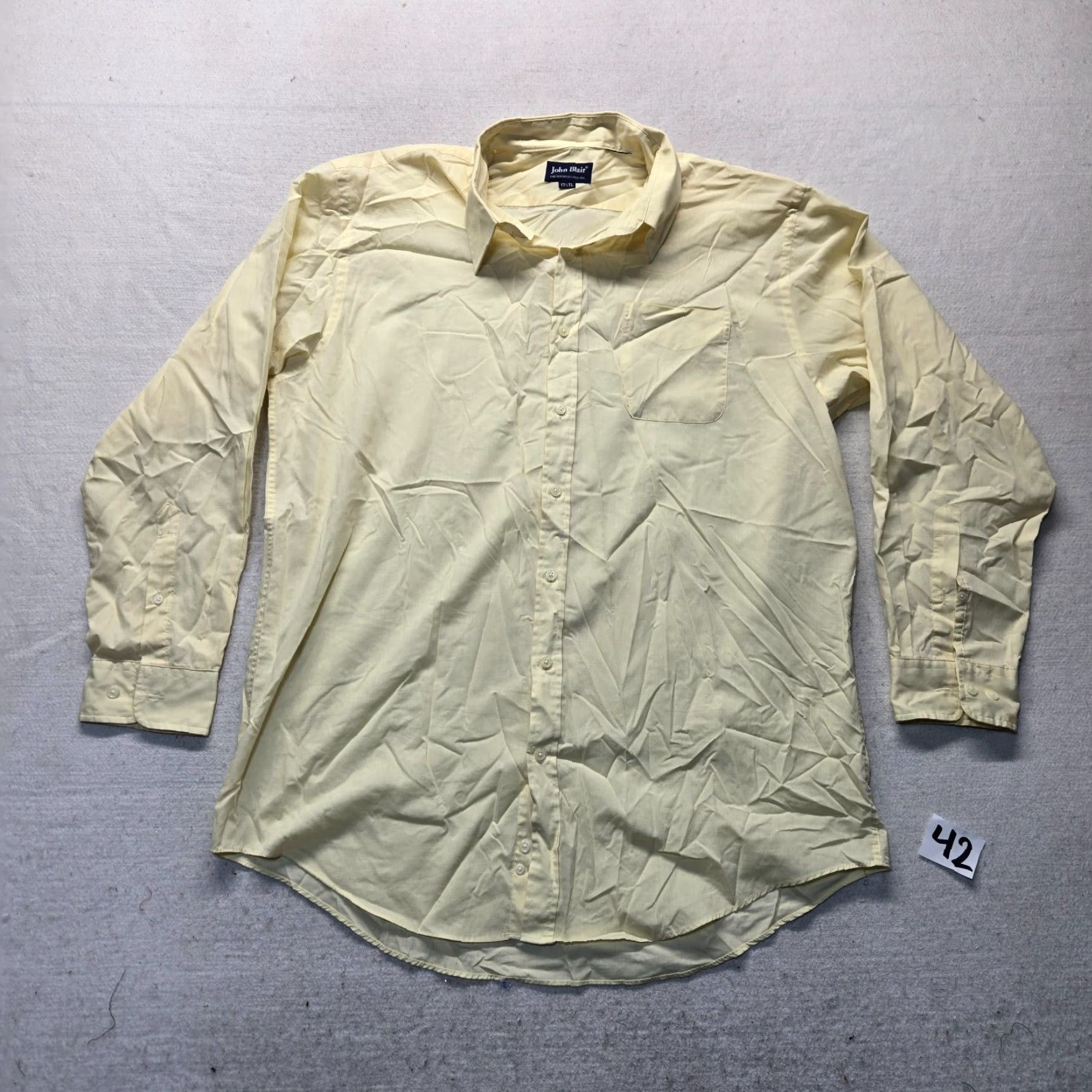 Blair John Blair Shirt Button-Up Long Sleeve Mens LT Yellow 17.5 Large Tall Size US L / EU 52-54 / 3 - 2 Thumbnail