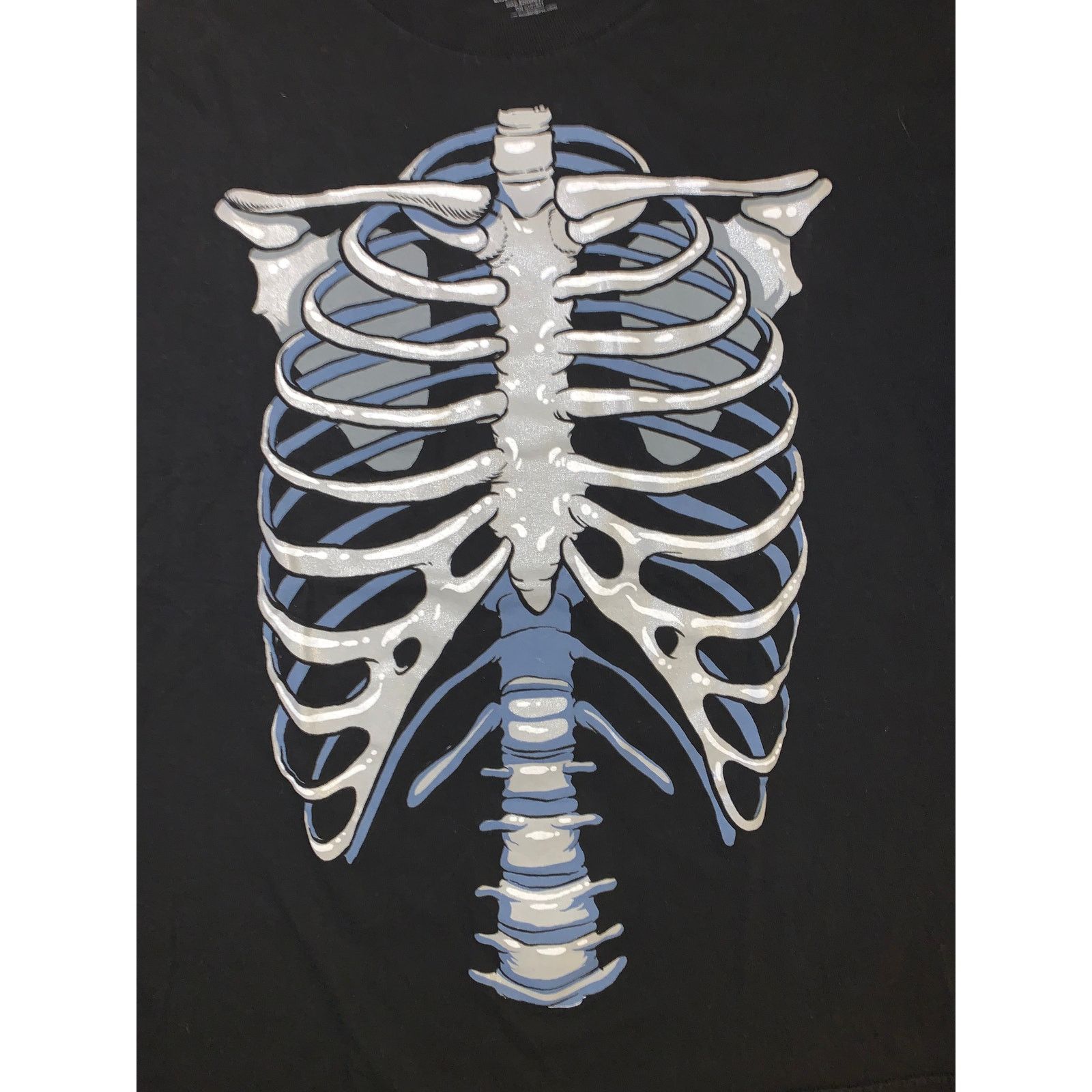Mad Engine Skeleton Ribs X-Ray Graphic T-Shirt Mens XL Black Tee Size US XL / EU 56 / 4 - 2 Thumbnail