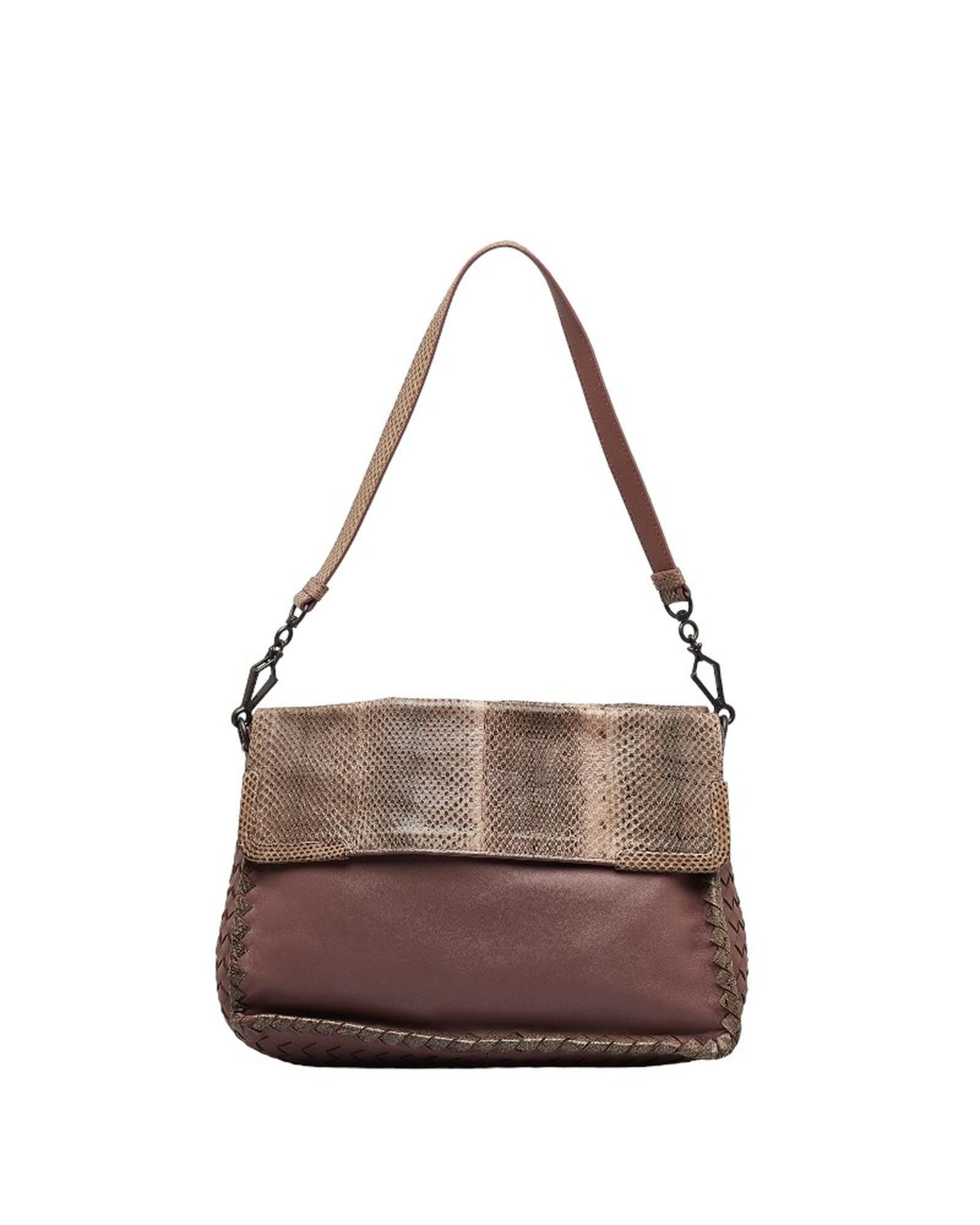 image of Bottega Veneta Intrecciato Flap Shoulder Bag In Purple, Women's