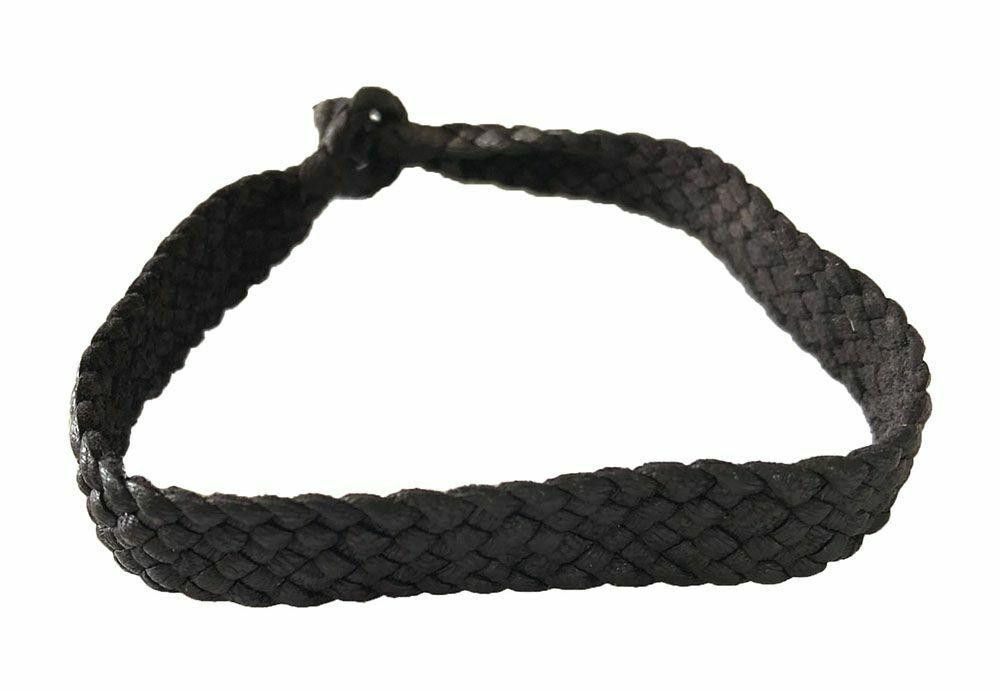 Designer New Black Leather Hand Made Bracelet Size ONE SIZE - 1 Thumbnail