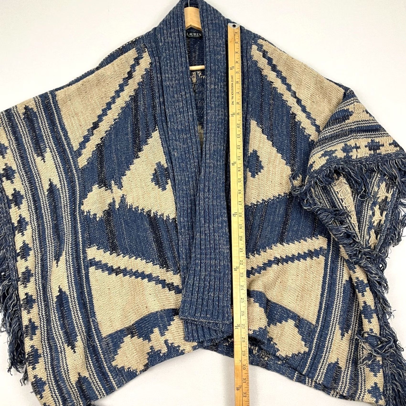 Ralph Lauren Ralph Lauren Poncho Cardigan Womens L Wool Linen Aztec Native Open Heavy Fringe Size L / US 10 / IT 46 - 6 Thumbnail