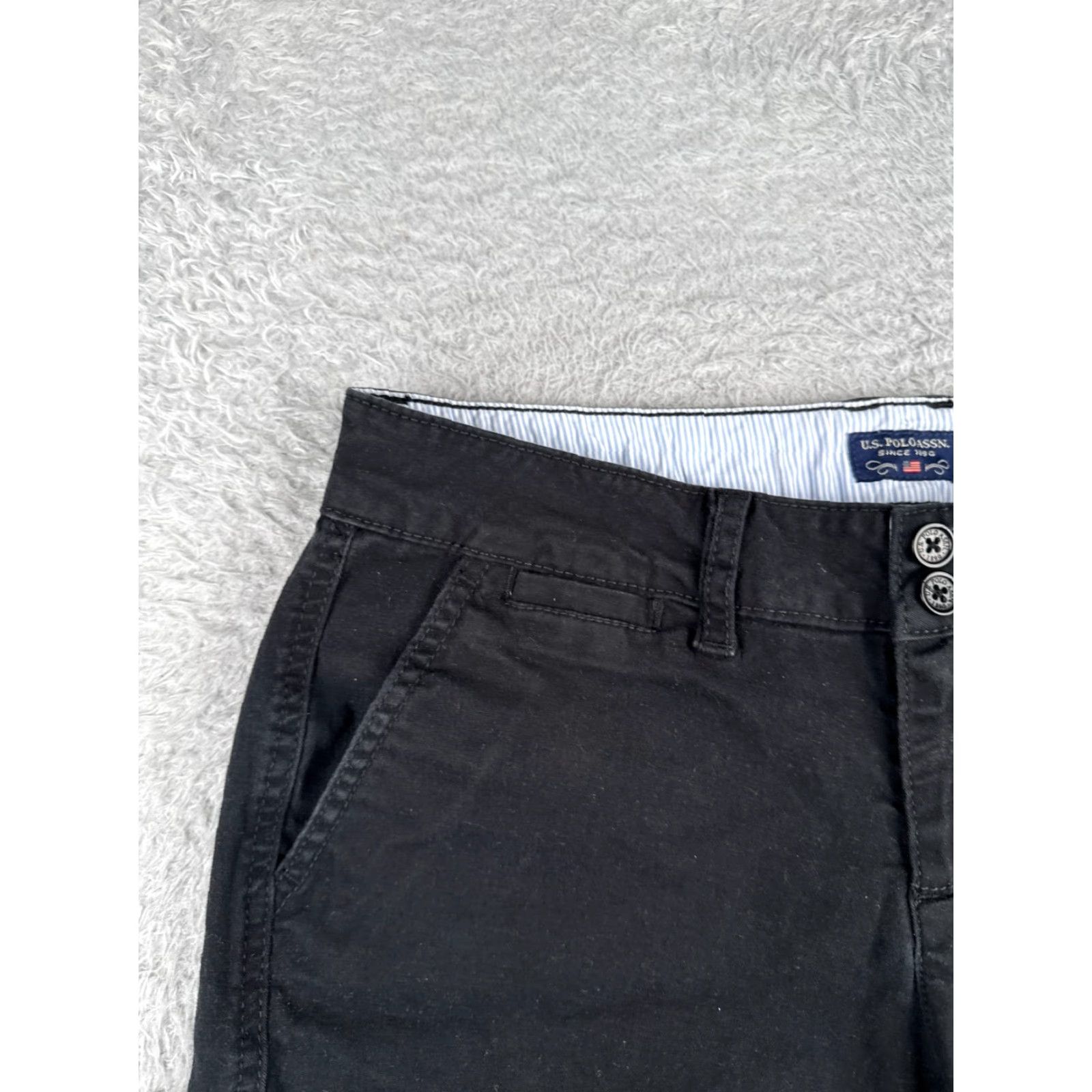 Vintage US Polo Assn Shorts Womens 8 Black Chino Cotton Blend Twill Casual 30x6 Size 30" / US 8 / IT 44 - 4 Thumbnail