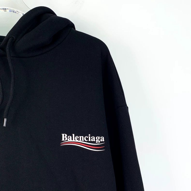 Other Balenciaga Black monogrammed logo embroidered cotton hoode Size US XL / EU 56 / 4 - 3 Thumbnail