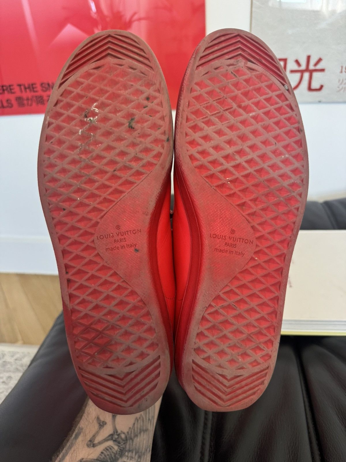 Louis Vuitton Louis Vuitton Low Top Designer Red Leather Sneakers LV Hype Size US 9.5 / EU 42-43 - 7 Thumbnail