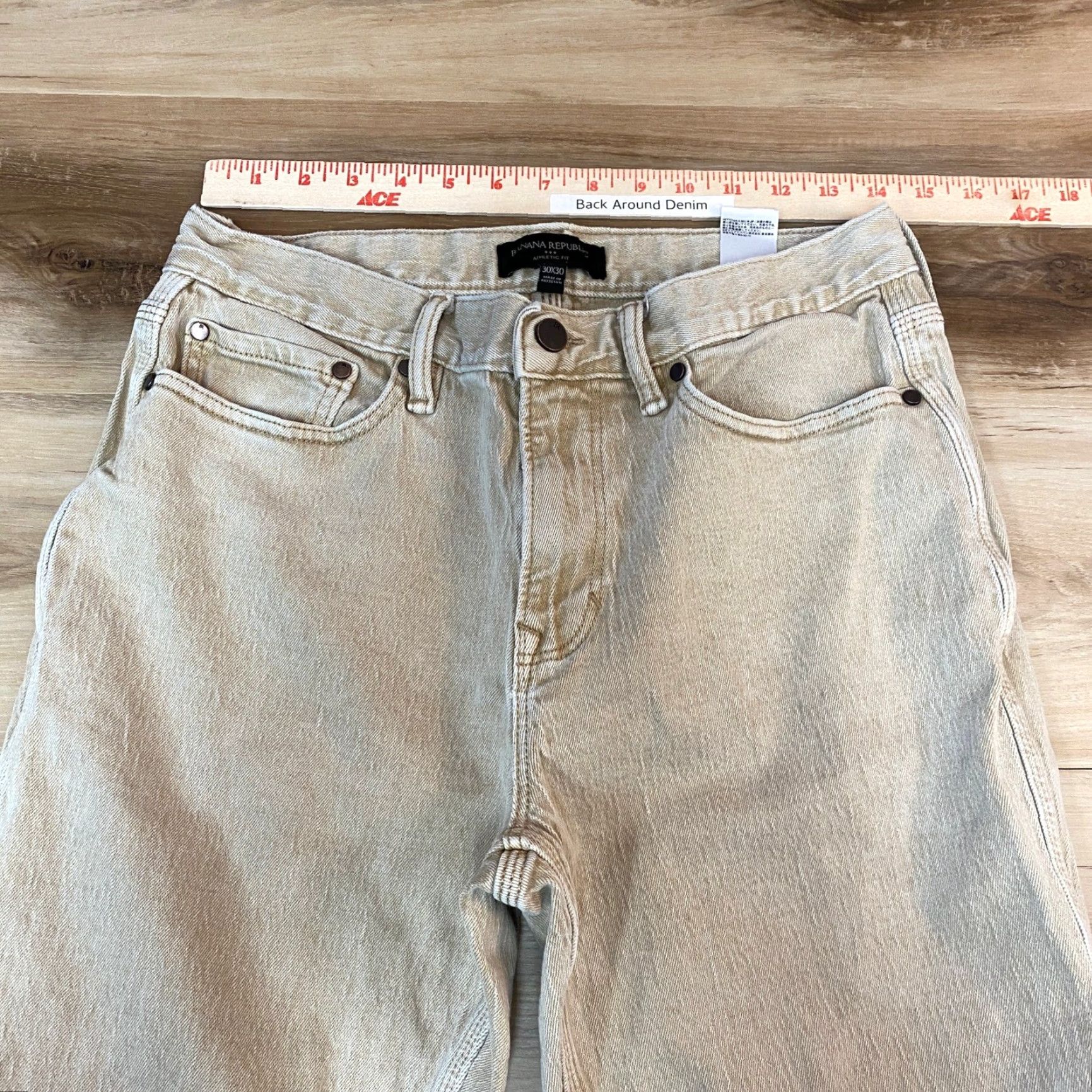 Banana Republic Banana Republic Athletic Fit Jeans Mens 30x30 Khaki Sand Stretch Denim Pants Jeans Shirt? Size US 30 / EU 46 - 2 Thumbnail