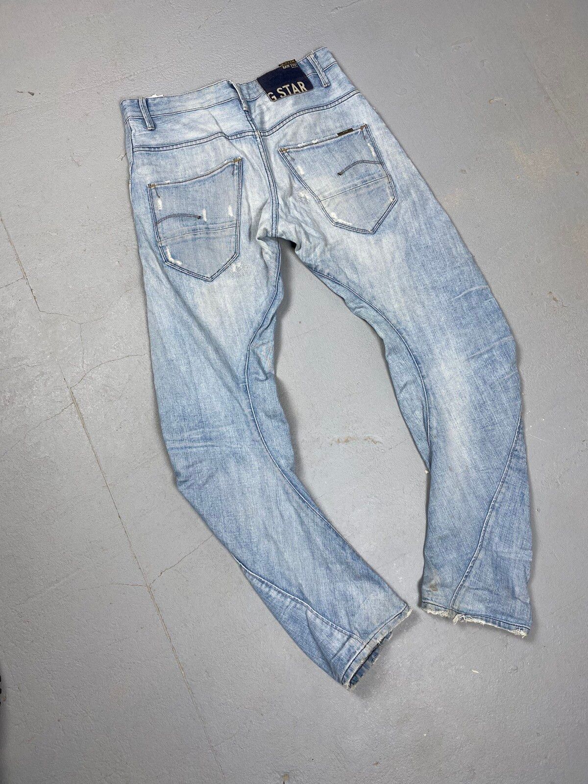 Pre-owned G Star Raw X Gstar G-star Raw Arc 3d Distressed Denim Jeans In Light Denim